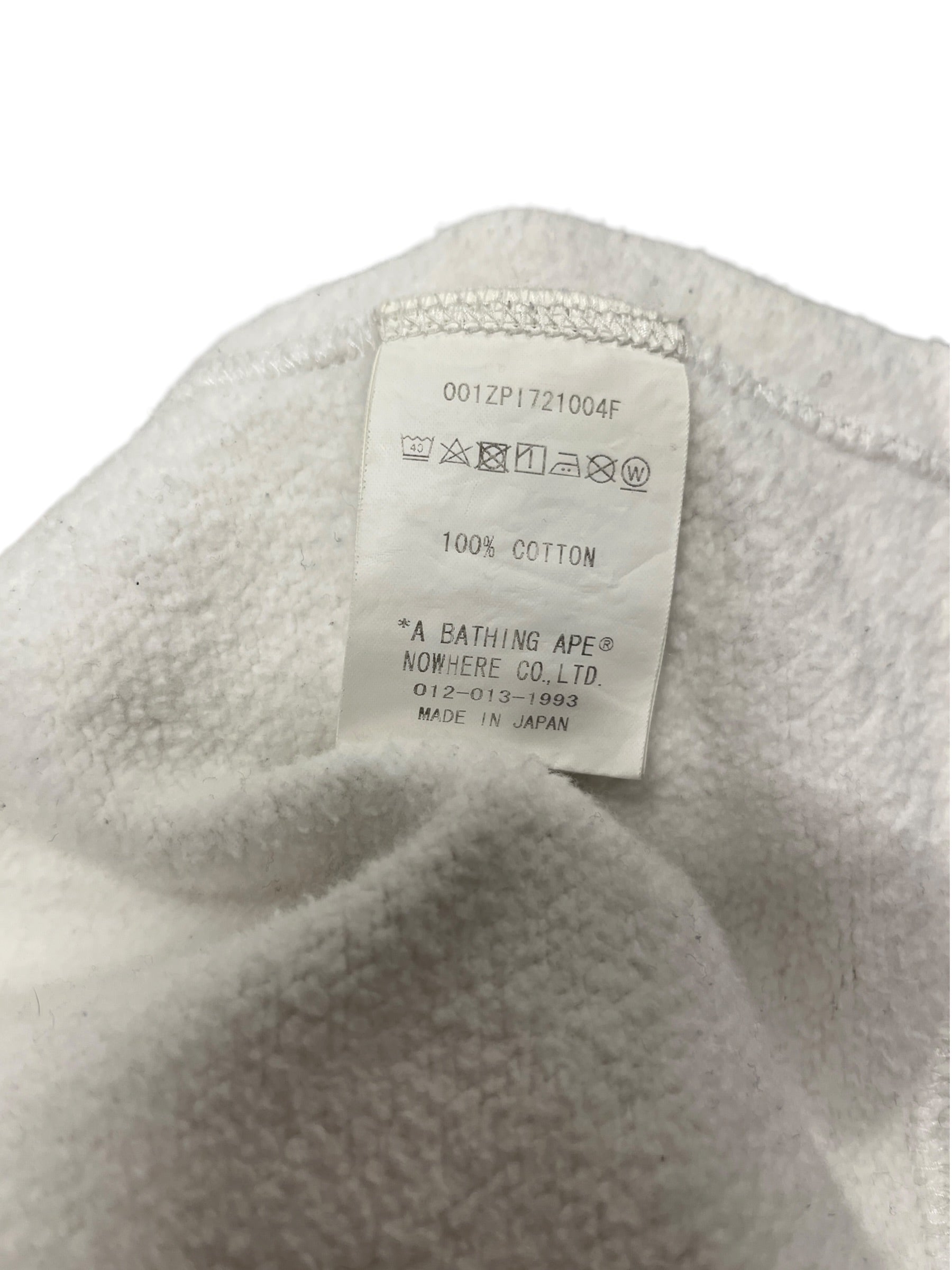 A BATHING APE/Zip Up Hoodie/S/Cotton/WHT/USA SHARK ZULL ZIP, as is view 4