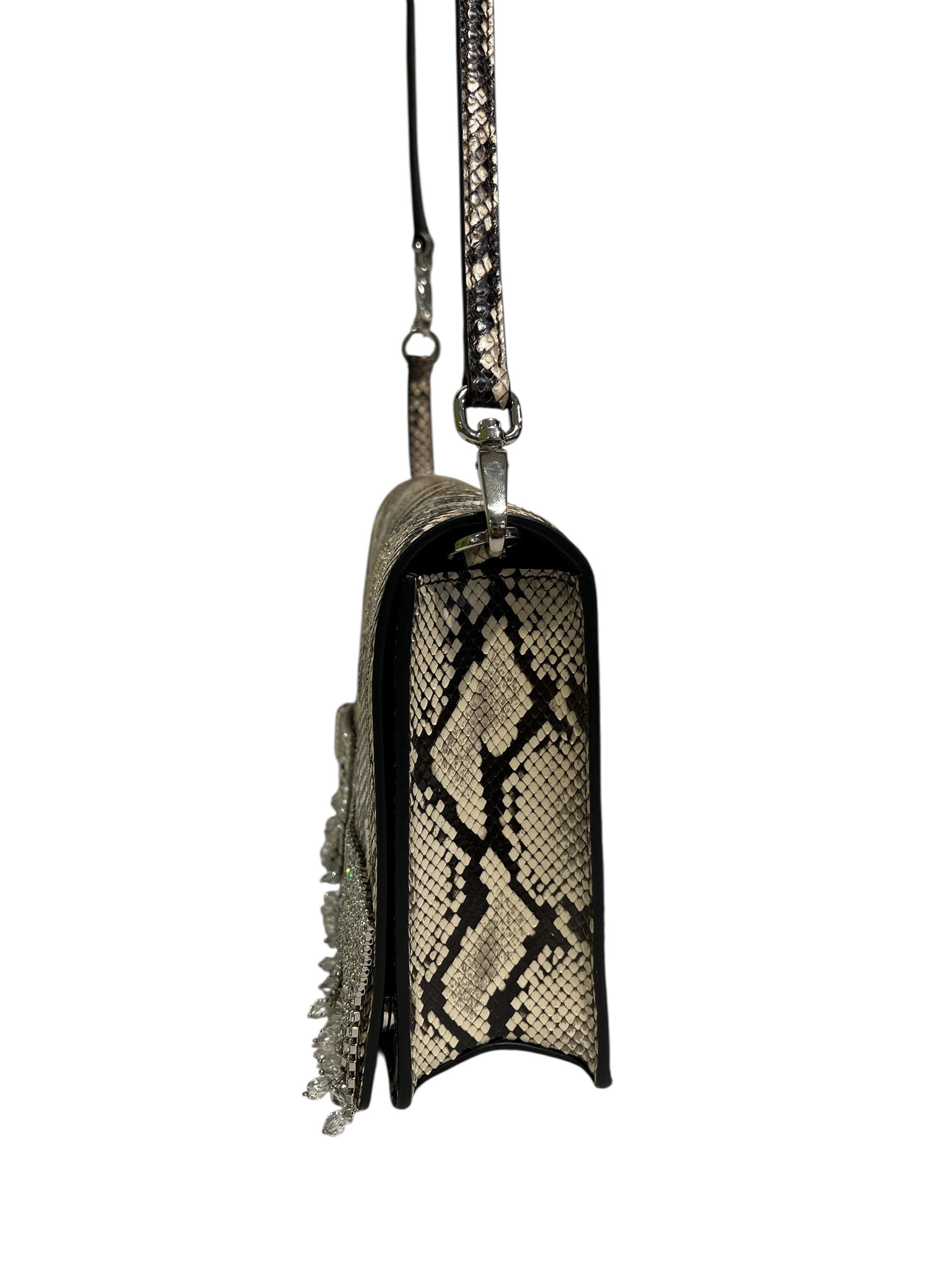 MIU MIU/Cross Body Bag/Animal Pattern/KHK/RHINESTOE FRINGE SNAKESKIN view 4