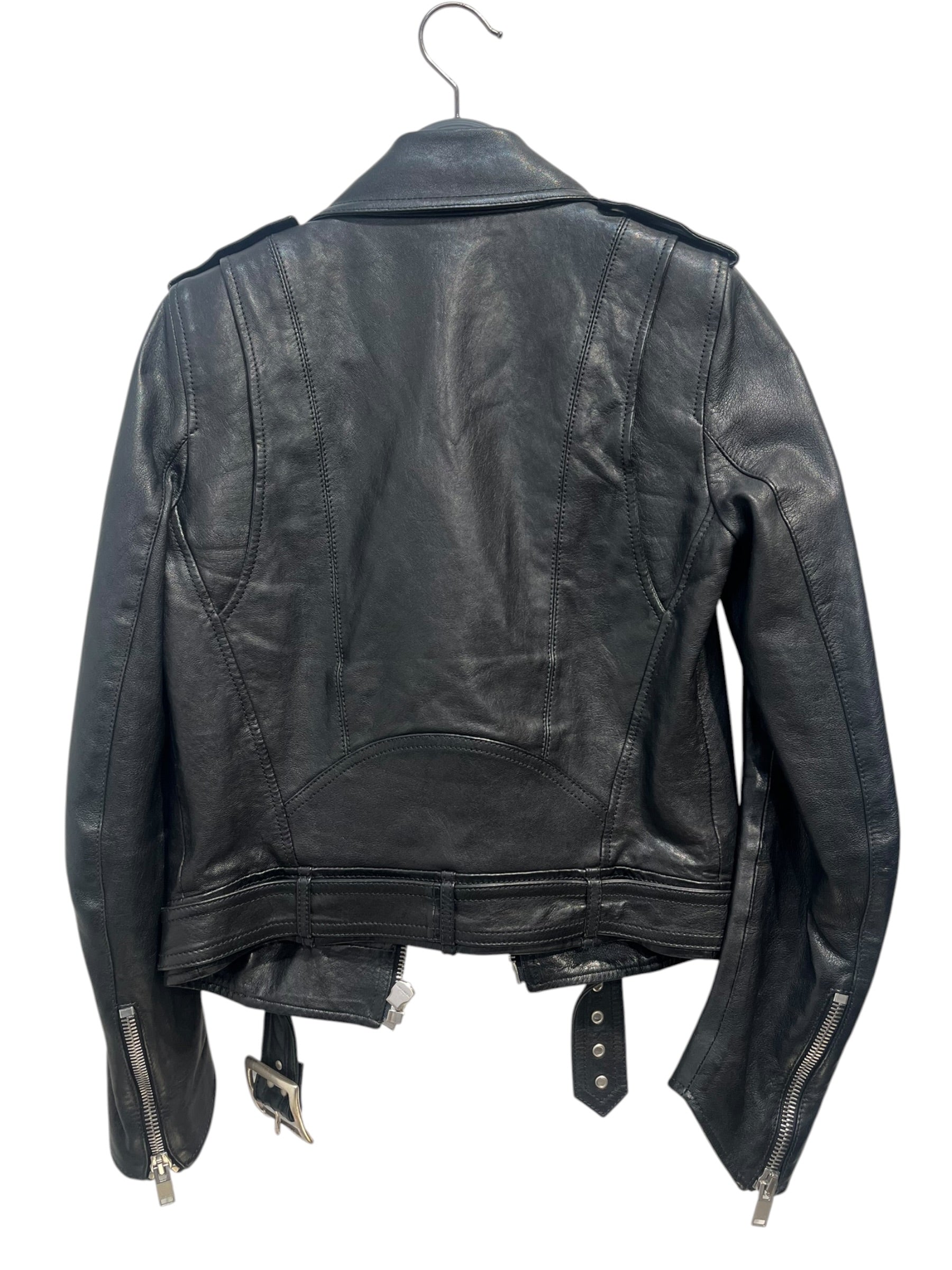 SAINT LAURENT/Leather Jkt/34/Lambskin/BLK/SILVER HARDWARE MOTO GOLDCHAIN view 2