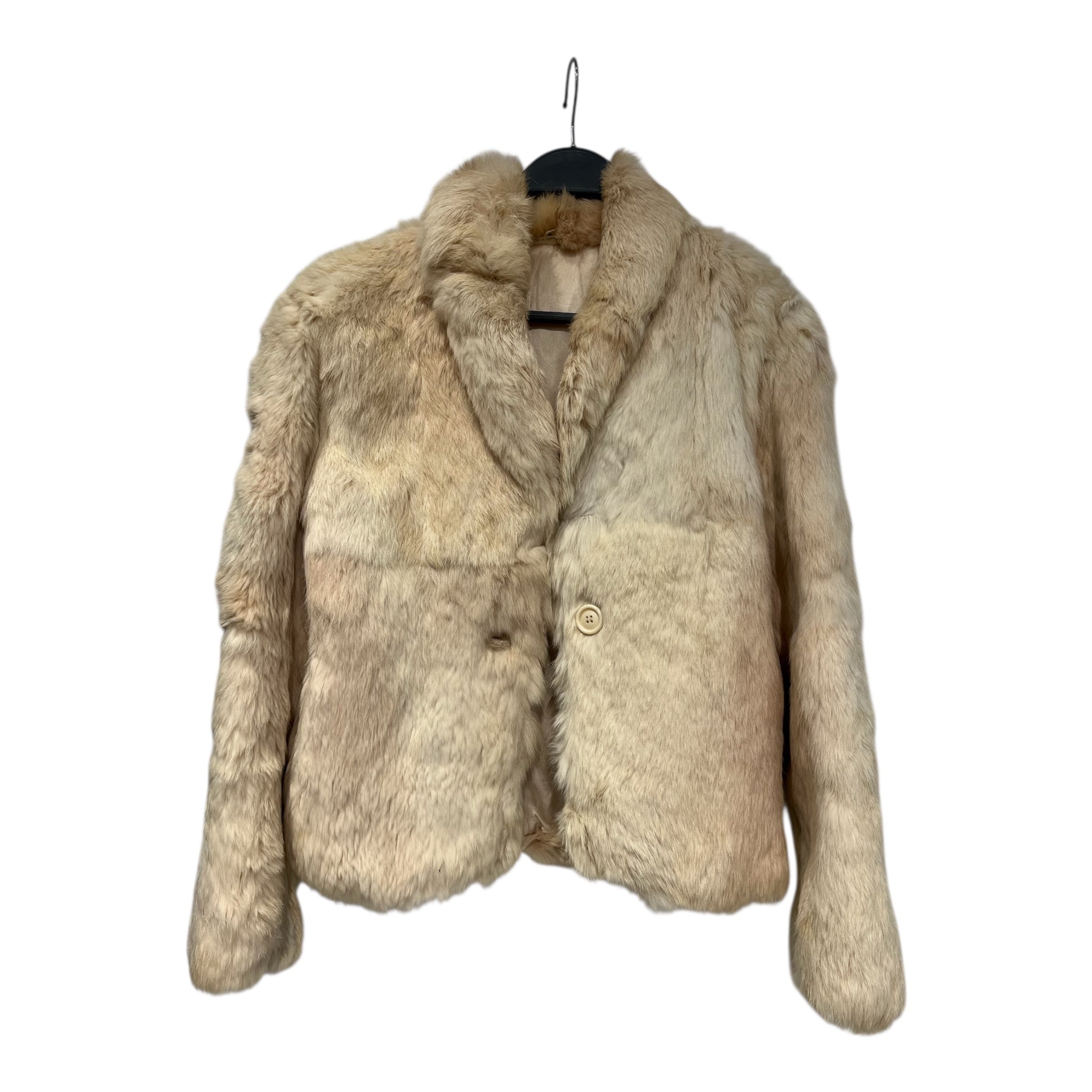 Vintage/Coat/S/Fur/CRM/RABBIT FUR LIGHT PINK INTERIOR view 1