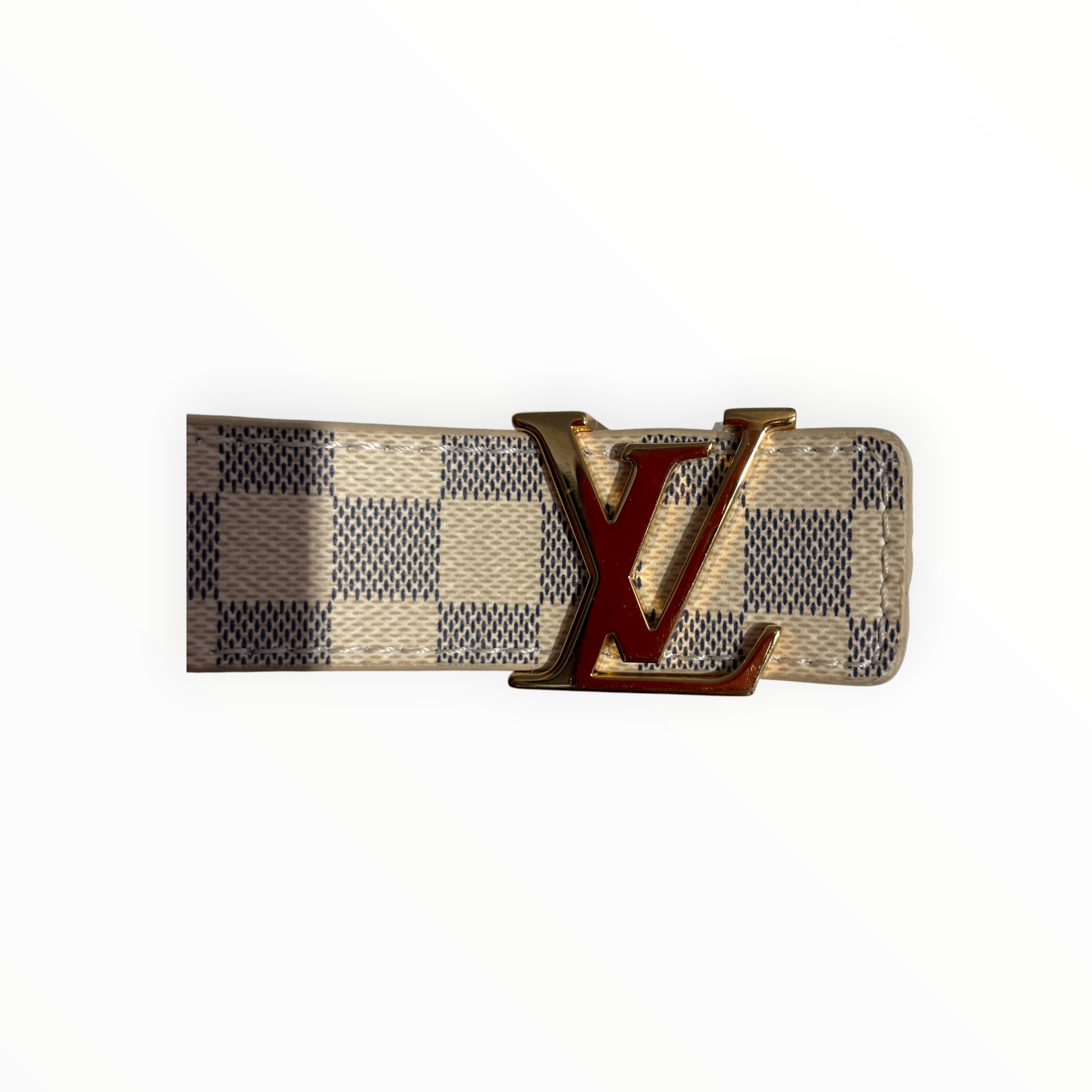 LOUIS VUITTON/Belt/All Over Print/Leather/WHT/L's/Damier Azur LV Initiales Belt view 3
