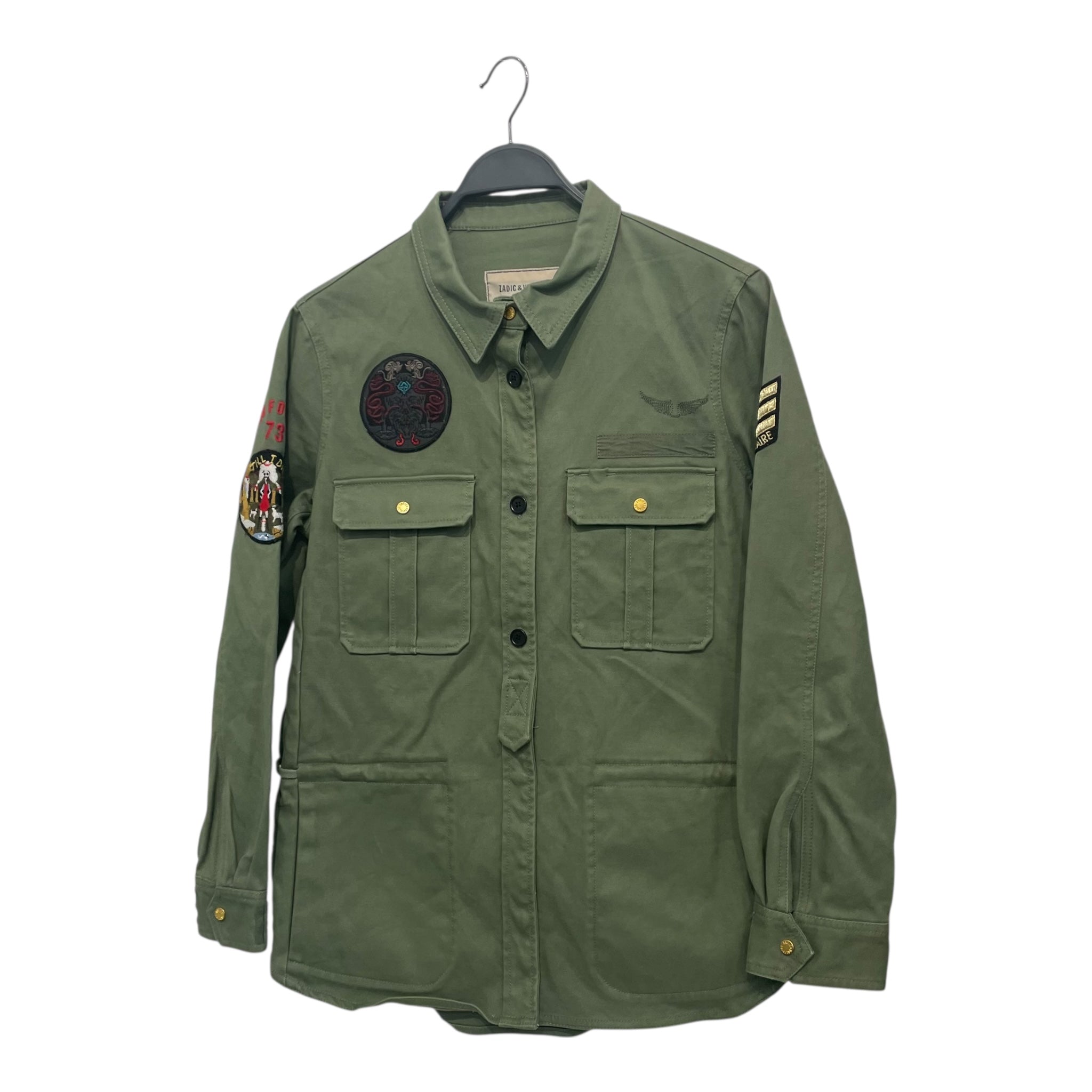 Zadig&Voltaire/Military Jkt/M/Cotton/GRN/green button up w patches view 1
