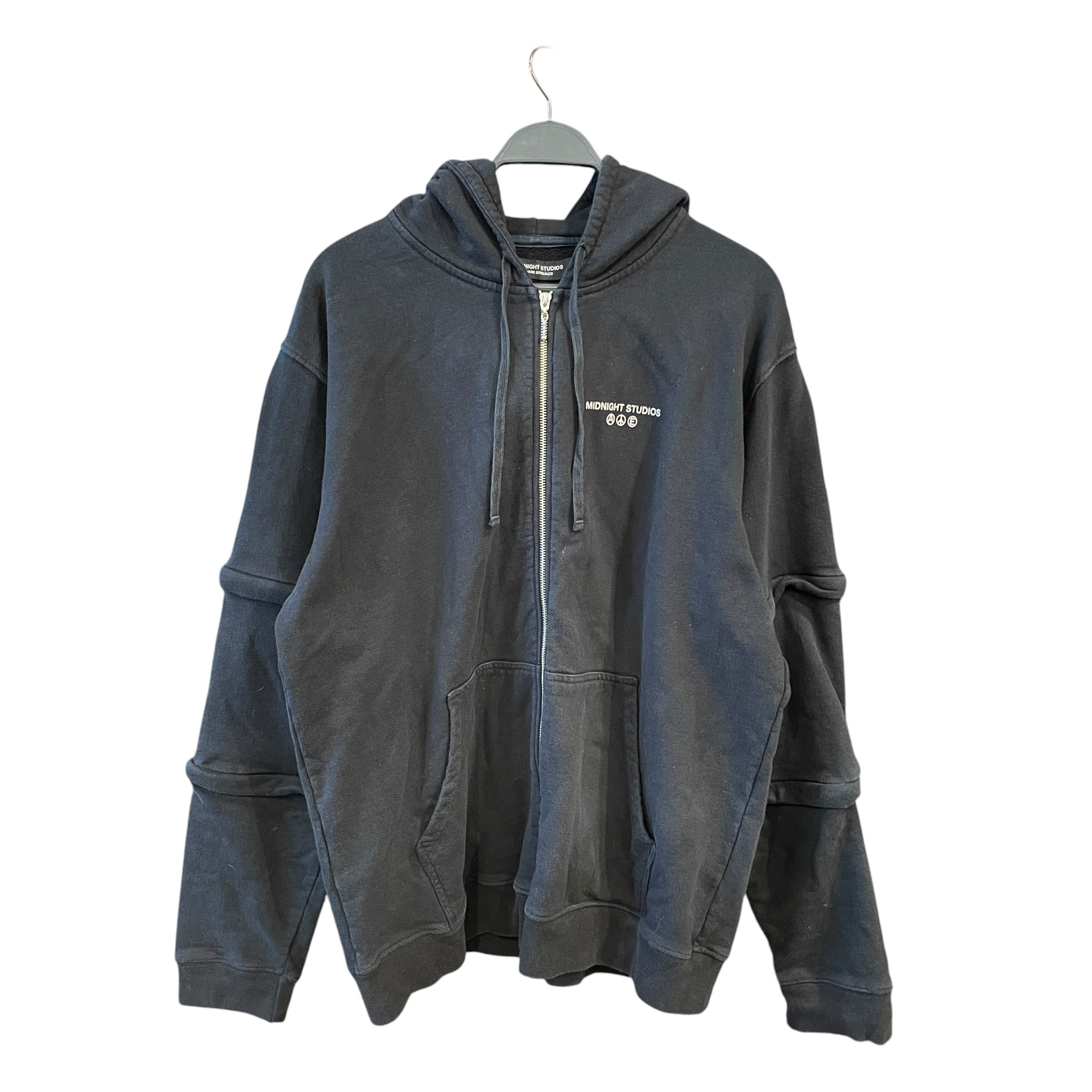 MIDNIGHT STUDIOS/Zip Up Hoodie/2X/Cotton/BLK/Peace & Anarchy Multi-Zip view 1