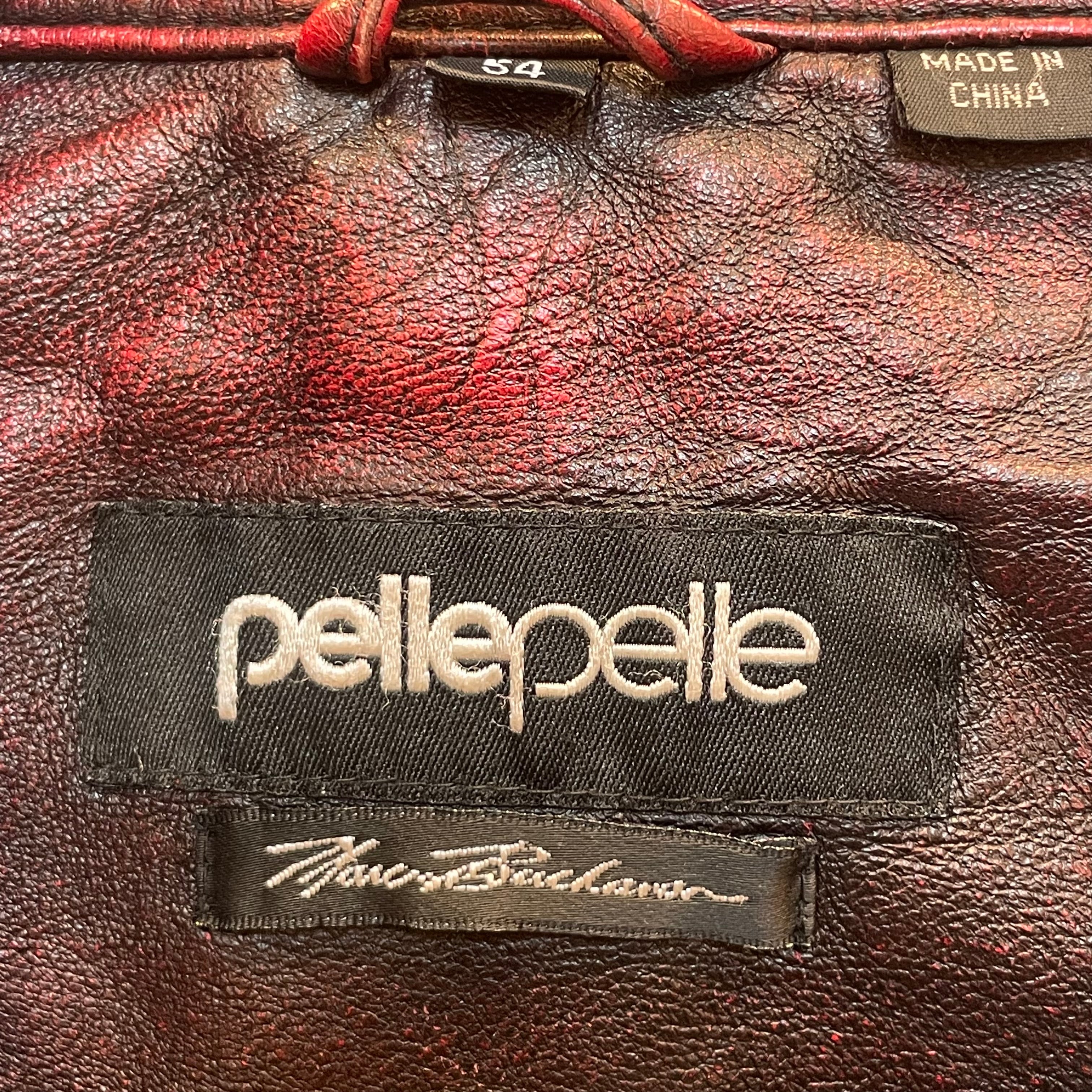 Pelle Pelle/Leather Jkt/54/Leather/RED/sil zipper/wash red/logo back view 4