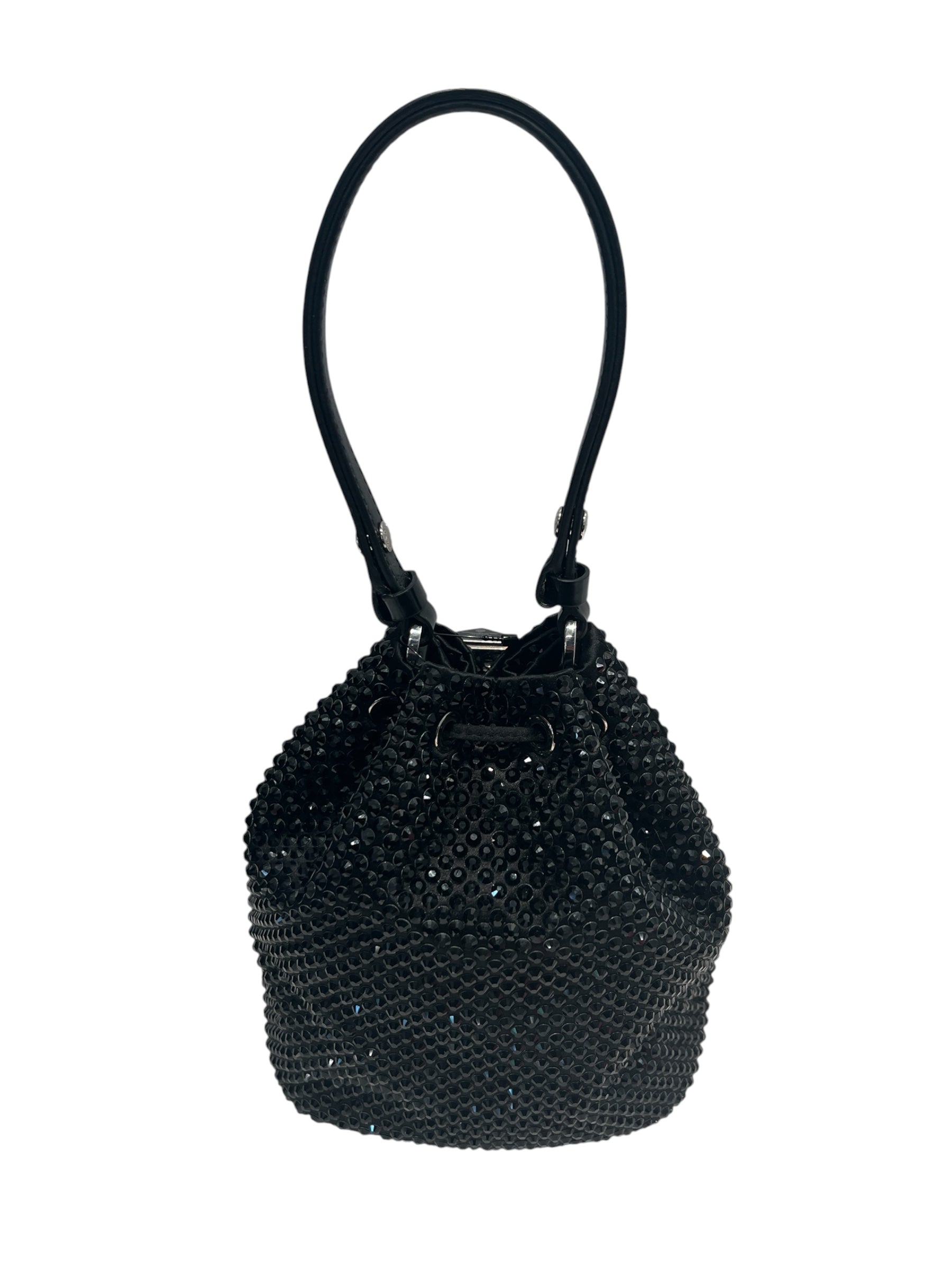 PRADA/Hand Bag/Silk/BLK/BUCKET SATIN CRYSTAL view 2