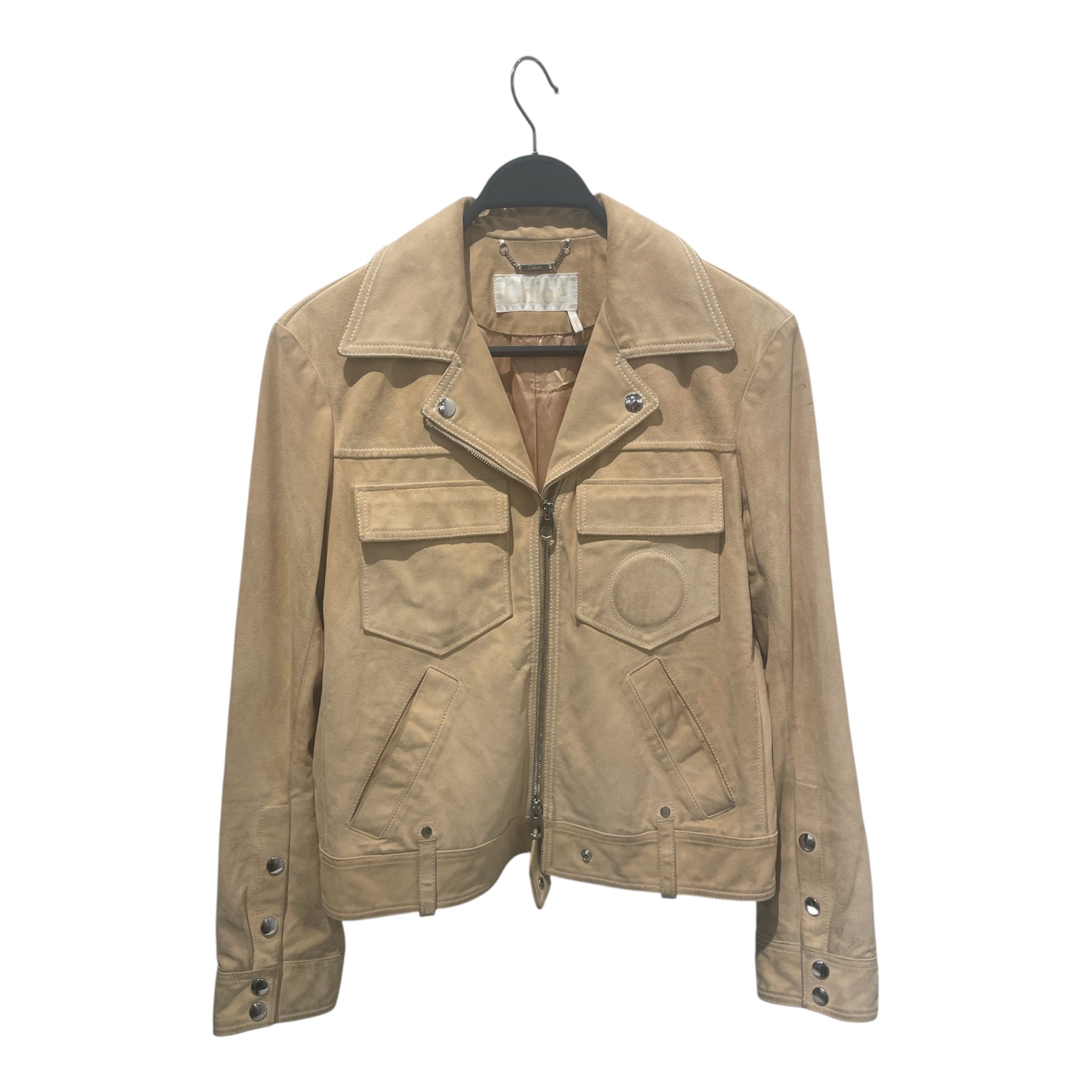 Chloe/Leather Jkt/40/BEG/suede biker jacket/moto view 1