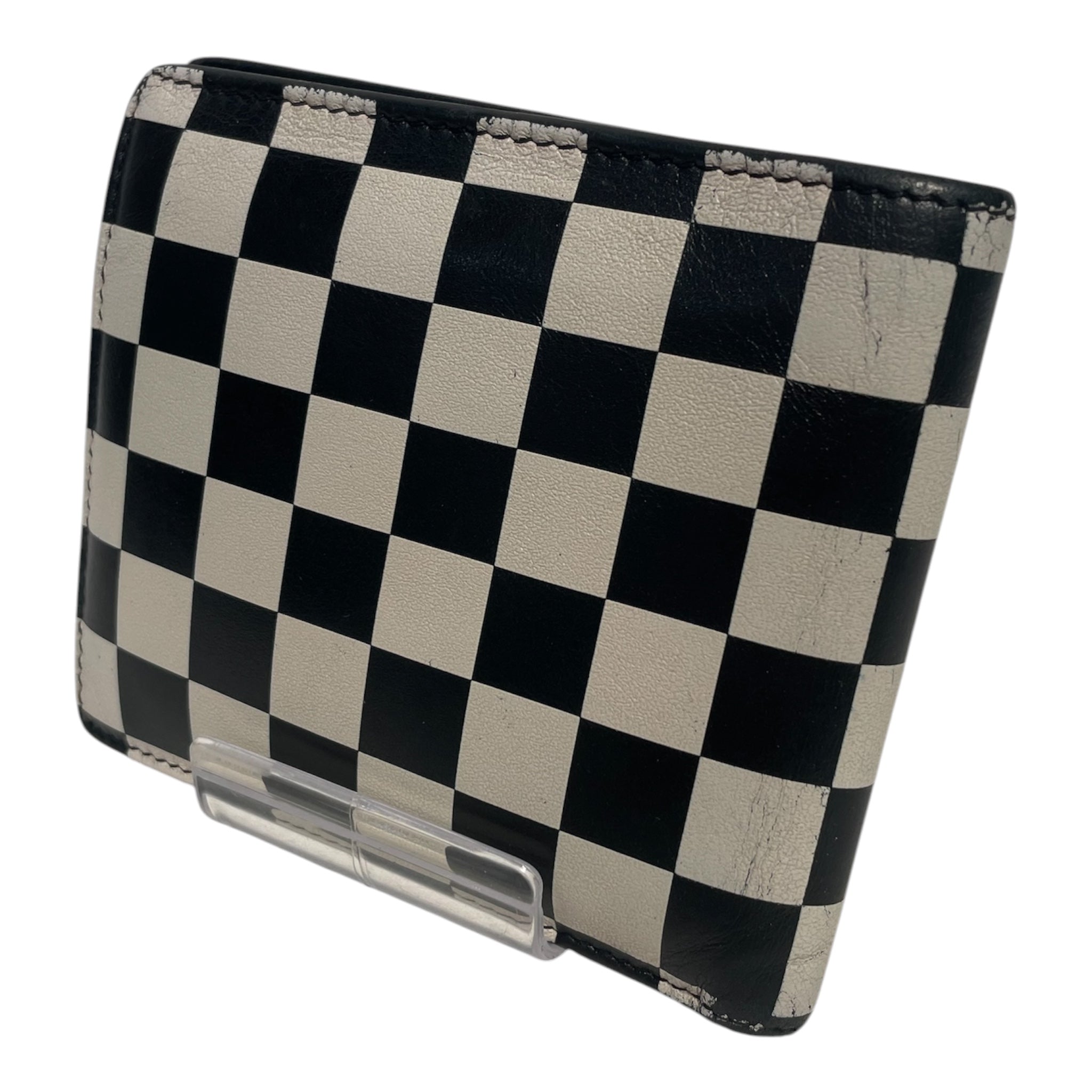 SAINT LAURENT/Bifold Wallet/Leather/BLK/CHECKER B&W view 2