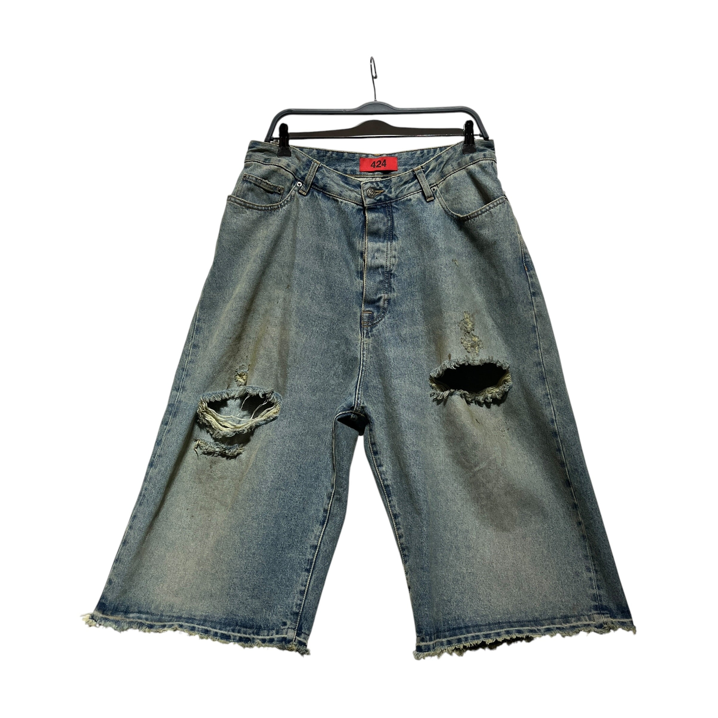 424(FourTwoFour)/Shorts/50/Cotton/IDG/ACID WASH JORTS view 1