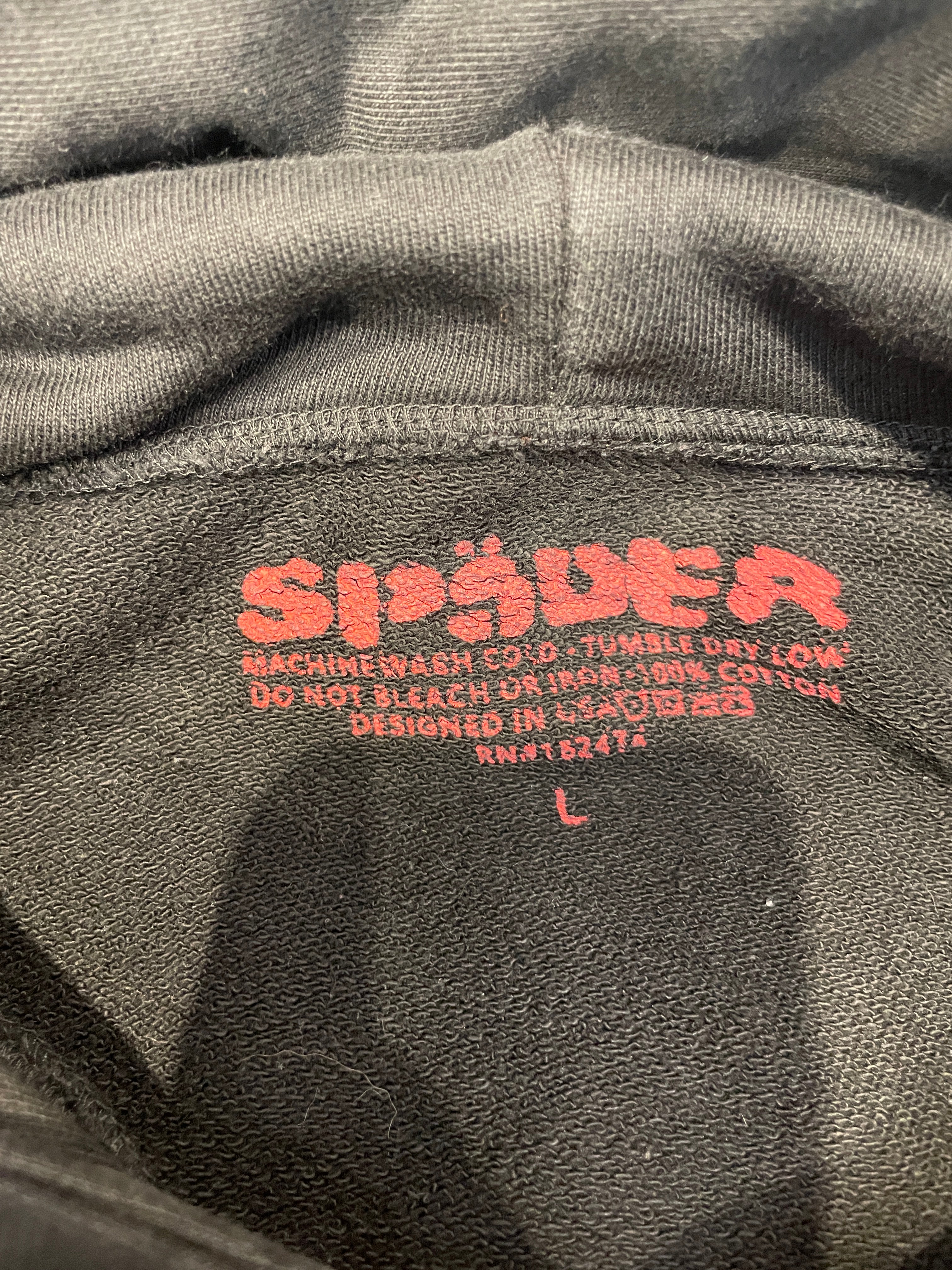 Sp5der/Hoodie/L/Graphic/Cotton/BLK/RED RHINESTONE WEB GRAPHIC view 3