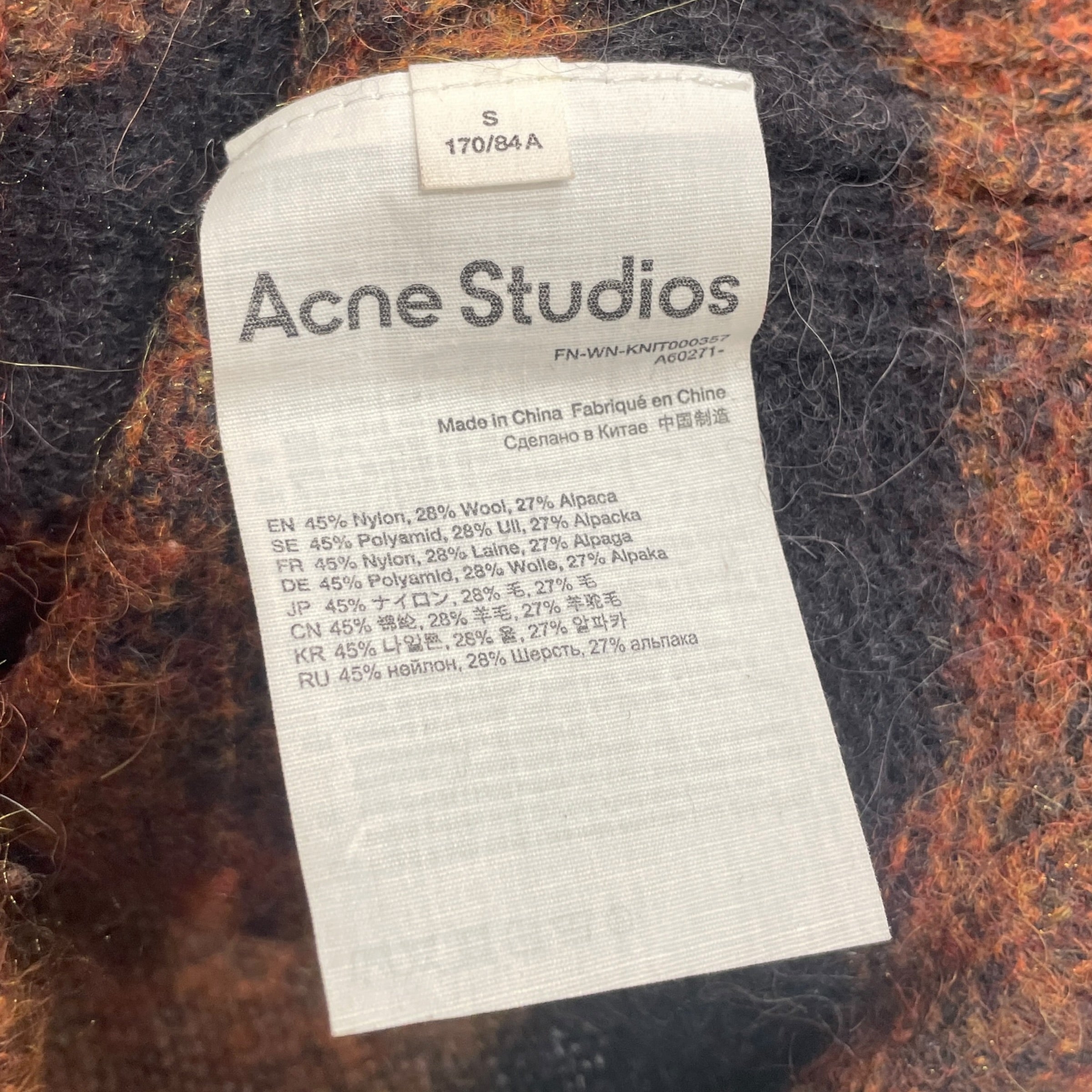 Acne Studios/Cardigan/S/Stripe/Mohair/BLK/orange cropped view 4