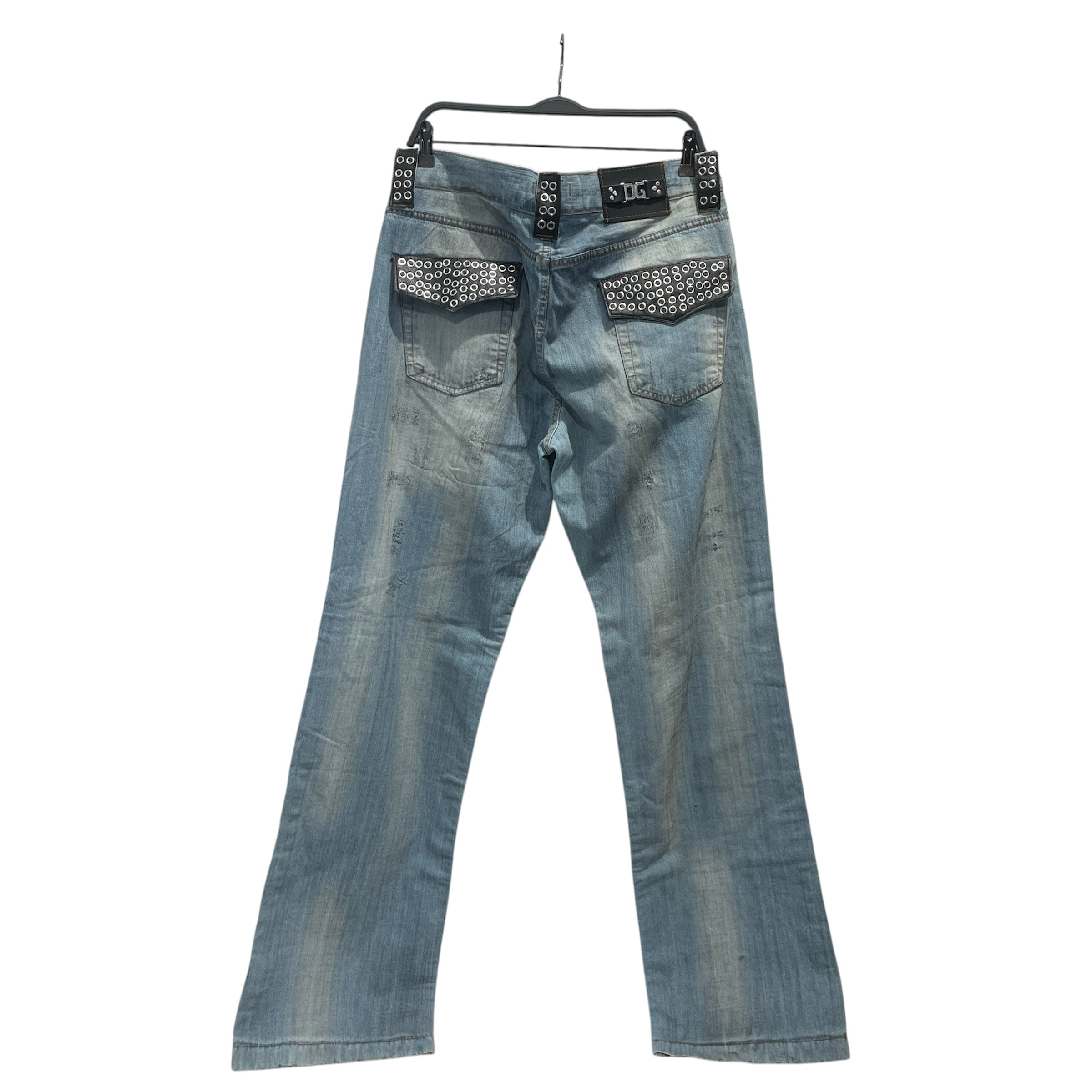 DOLCE&GABBANA/Pants/48/Cotton/BLU/2004 Runway Leather Accent view 2