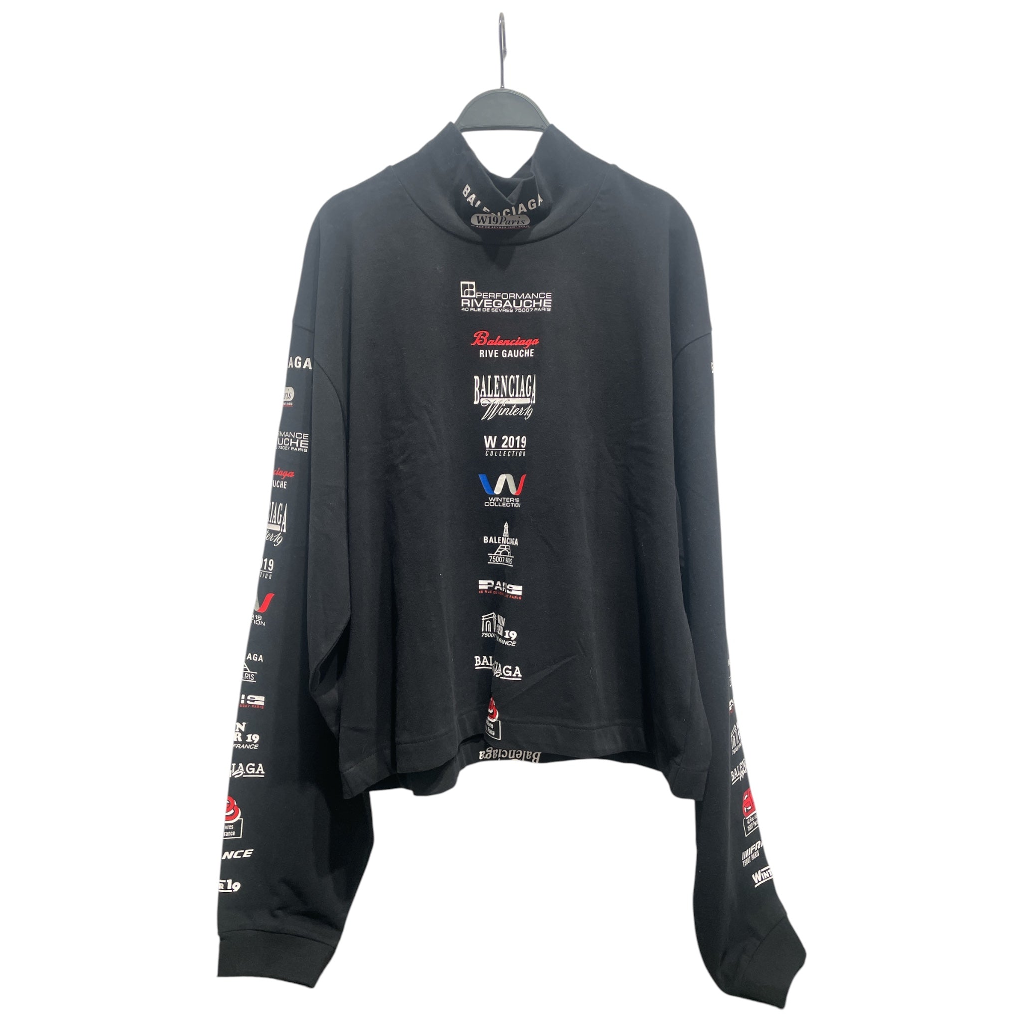 BALENCIAGA/LS T-Shirt/L/Cotton/BLK/Turtle Neck/Graphic/WINTER 19 PARIS view 1