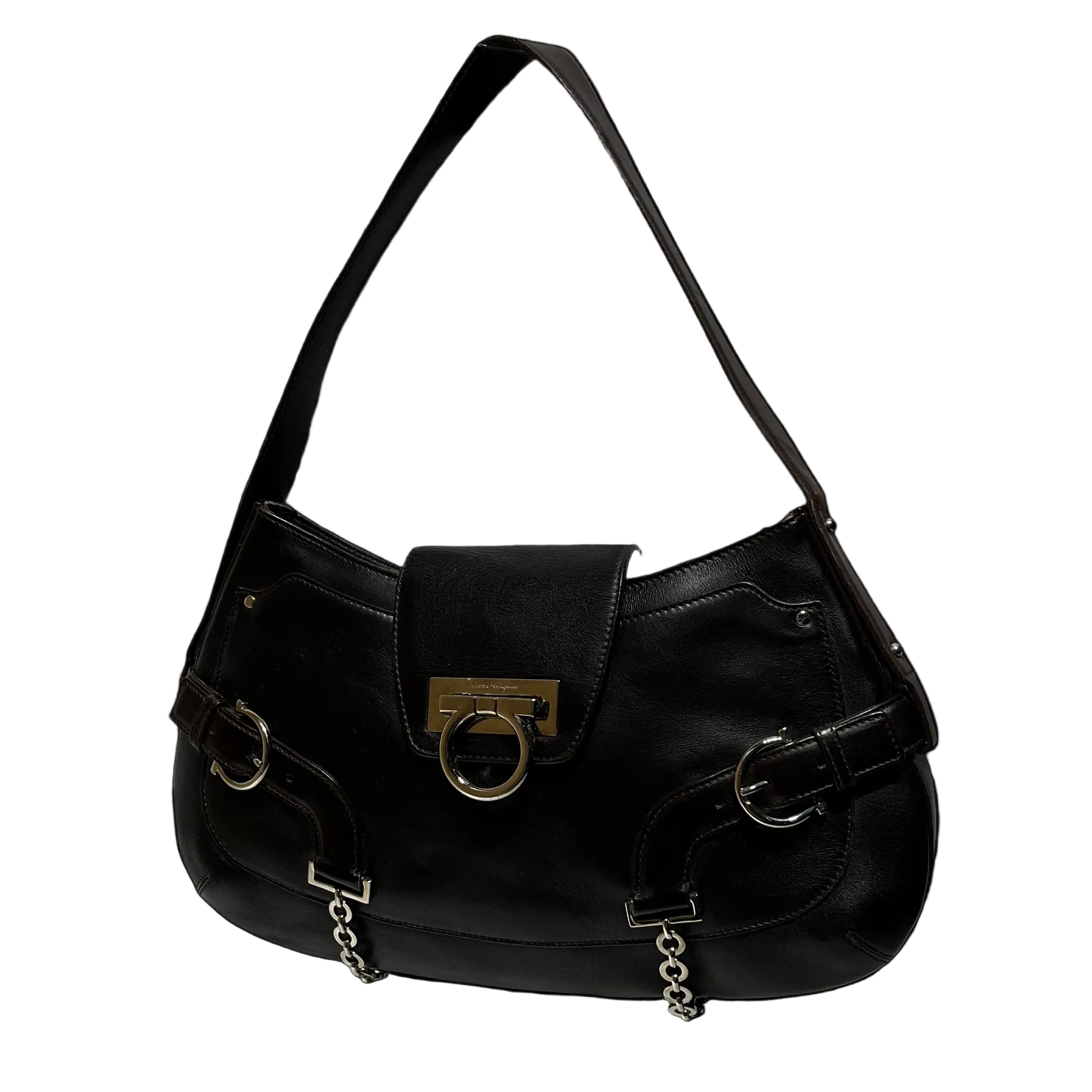 Salvatore Ferragamo/Hand Bag/Leather/BRW/gancini shoulder view 1
