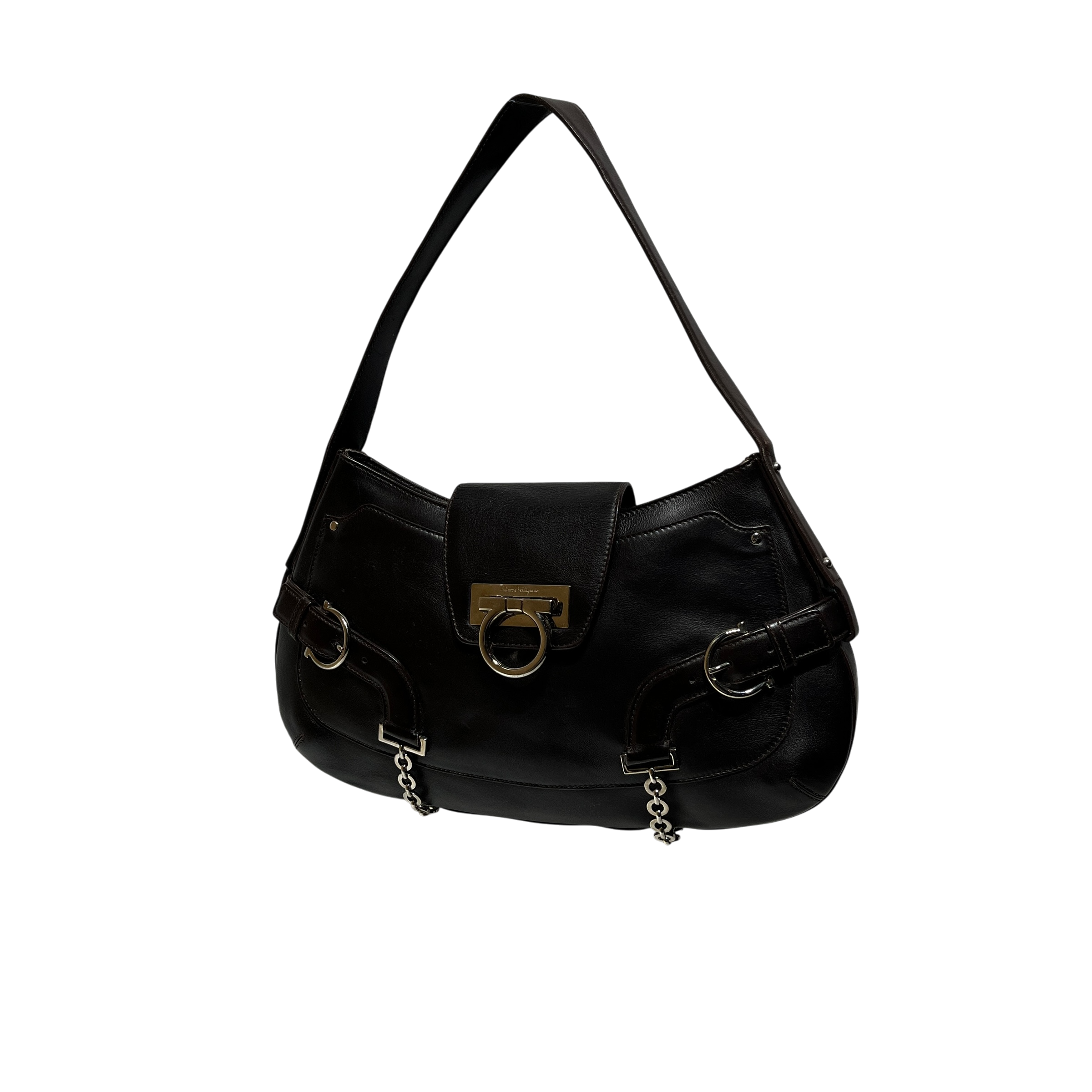 Salvatore Ferragamo/Hand Bag/Leather/BRW/gancini shoulder view 1
