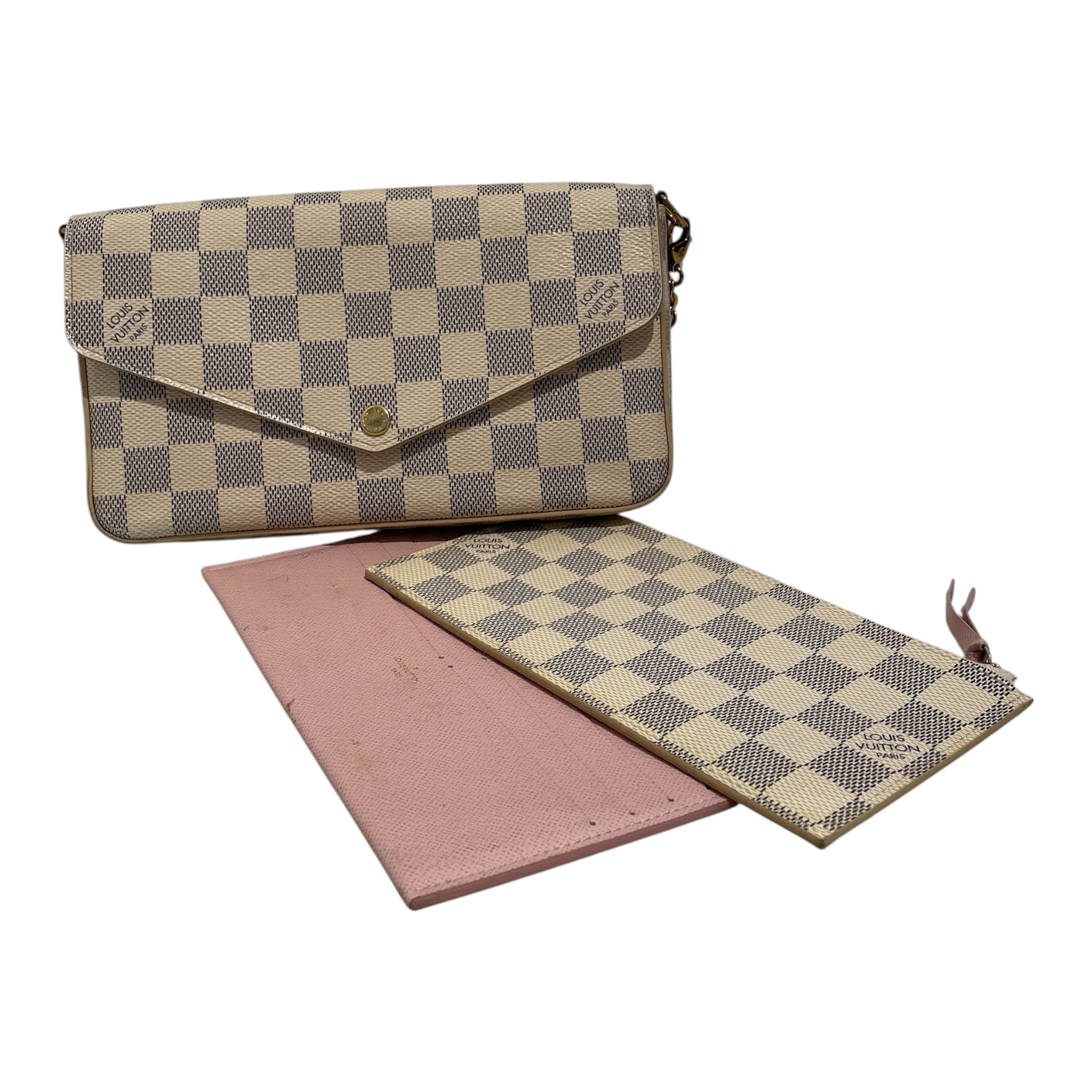LOUIS VUITTON/Cross Body Bag/Hombre Check/Leather/CRM/Felicie Pochette in Damier view 3