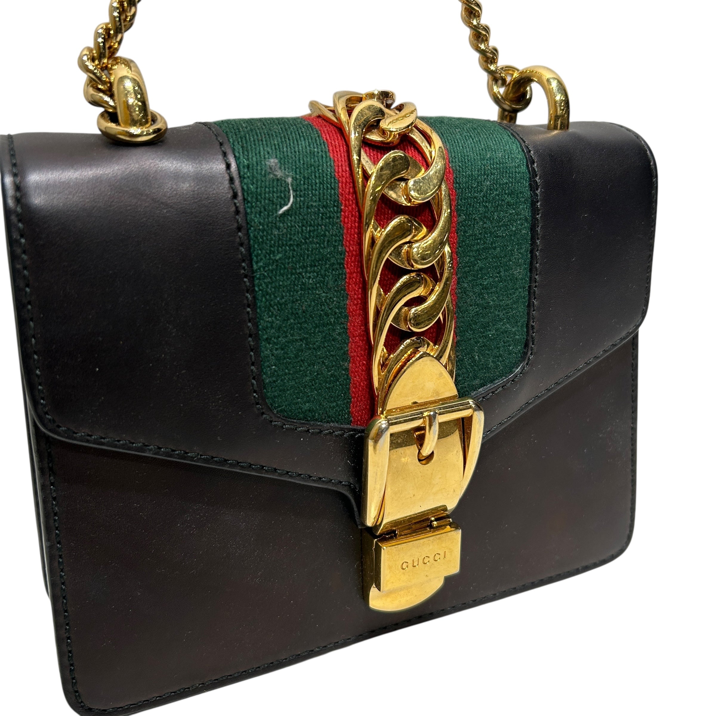 GUCCI/Cross Body Bag/S/Leather/BLK/QJ4DTDR/ GOLD CHAINS HARDWEAR view 6