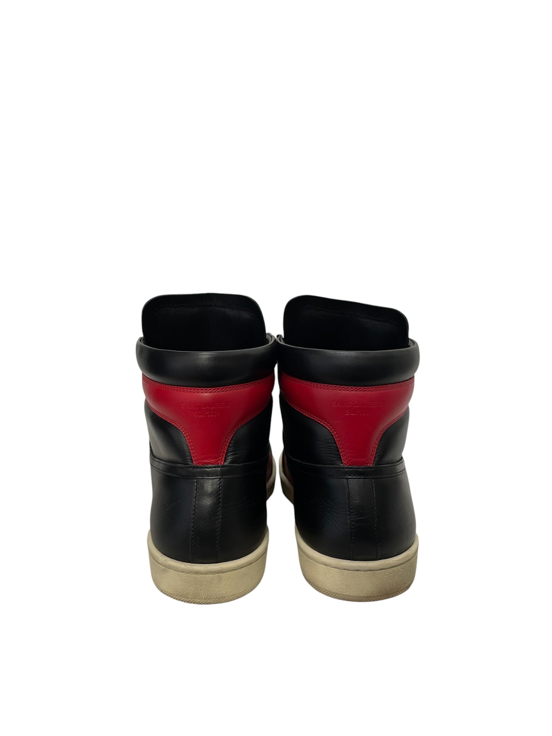 SAINT LAURENT/Hi-Sneakers/US 7/Cotton/BLK/Court Classic High Top BLK/RD view 4