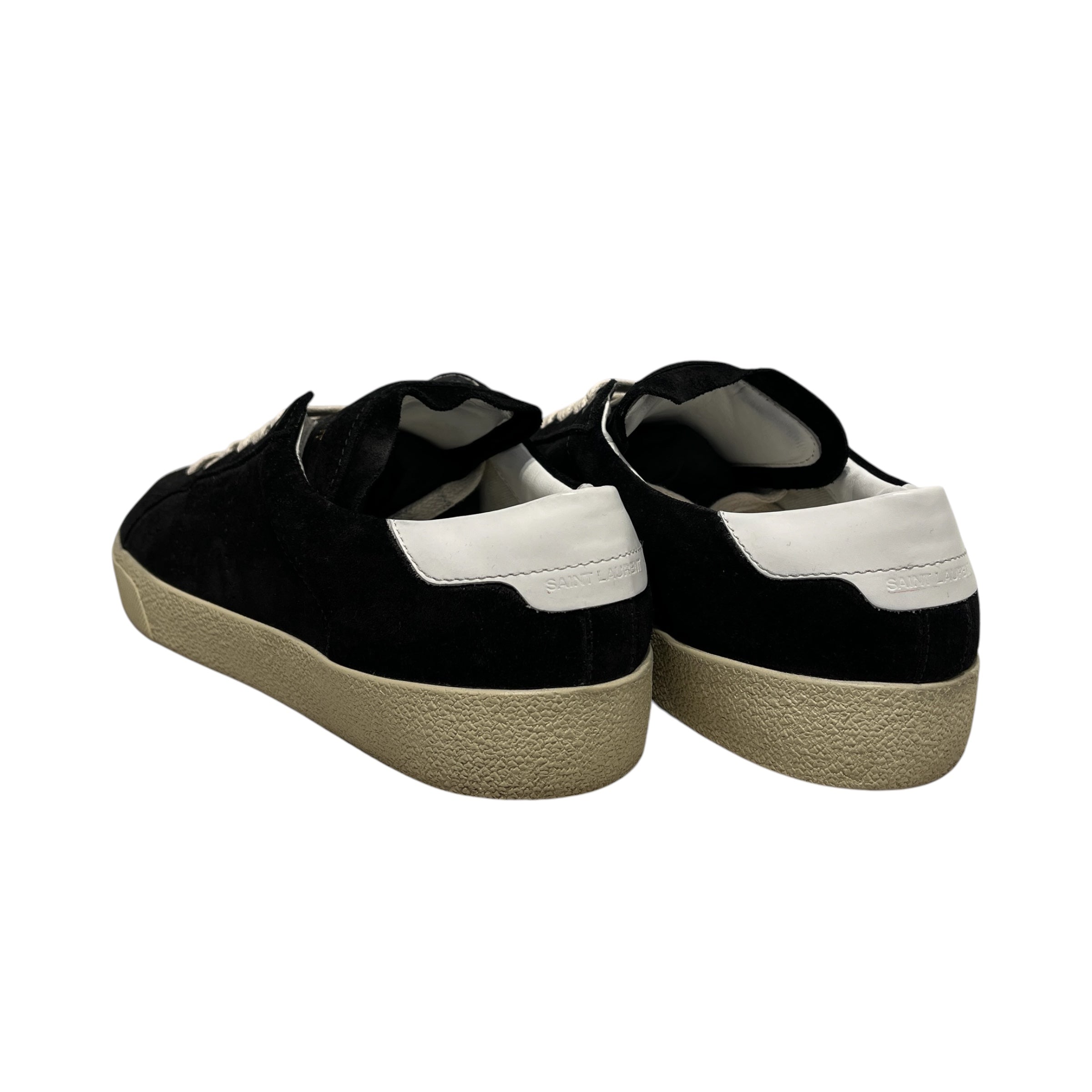 SAINT LAURENT/Low-Sneakers/US 7/Suede/BLK/CRM LACES/WHT HEEL view 2