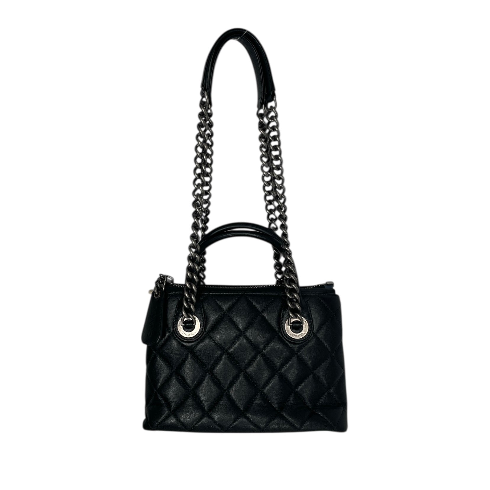 CHANEL/Hand Bag/Leather/BLK/chained tote view 2