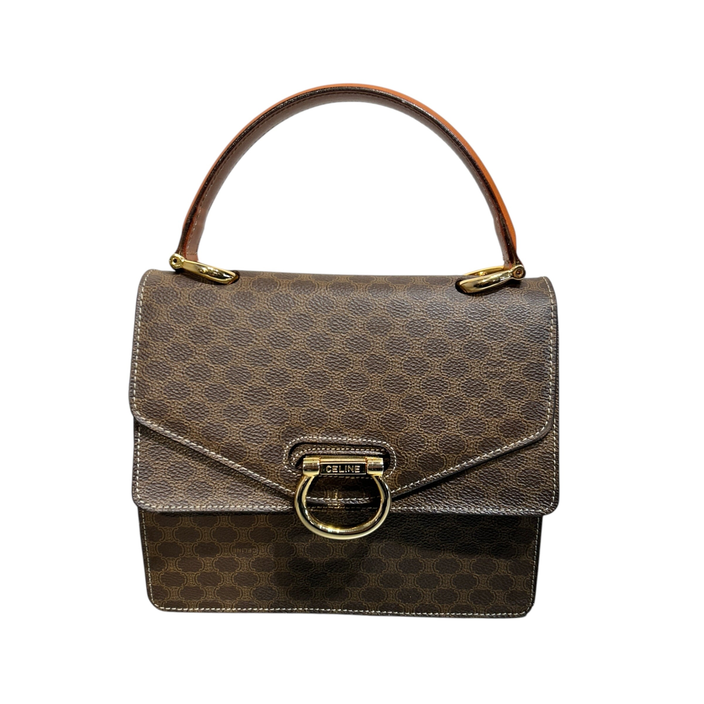 CELINE/Hand Bag/Monogram/Leather/BRW/MACADAM DOUBLE FLAP view 1