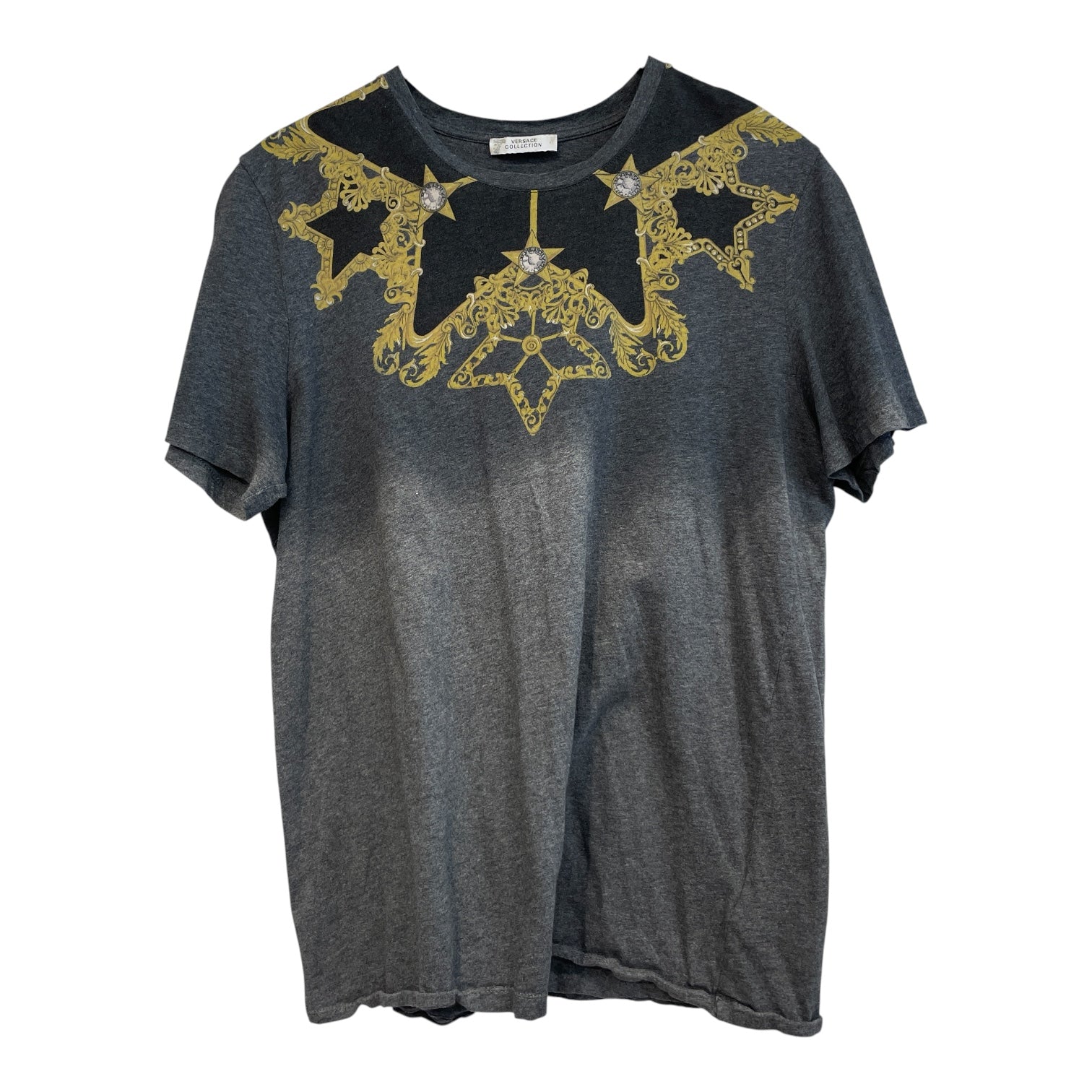 VERSACE/T-Shirt/L/Cotton/GRY/Graphic/STAR STUDDED GRAPHIC ON NECK view 1