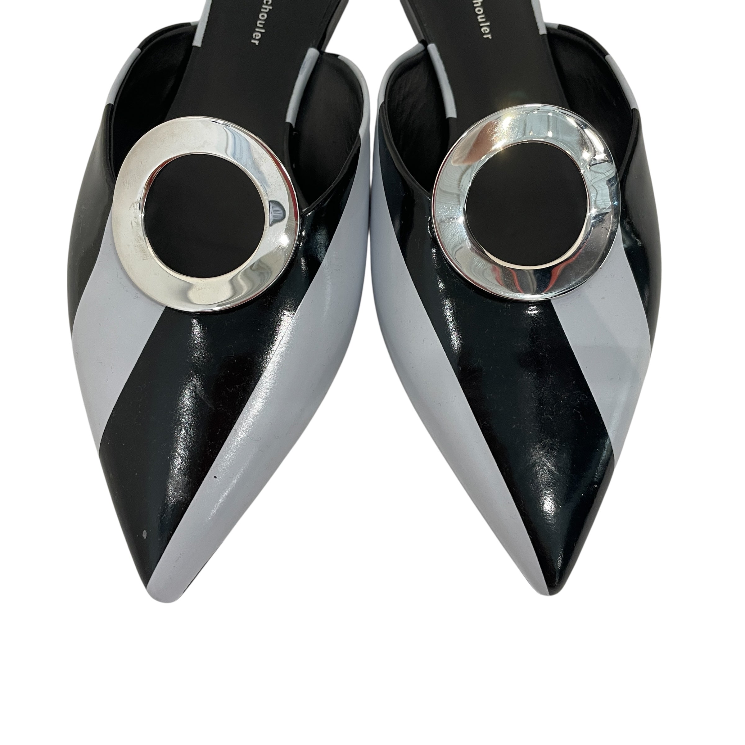 PROENZA SCHOULER/Flat Shoes/EU 41/Stripe/MLT/V-Tip/Black and White Stripe Flats view 3