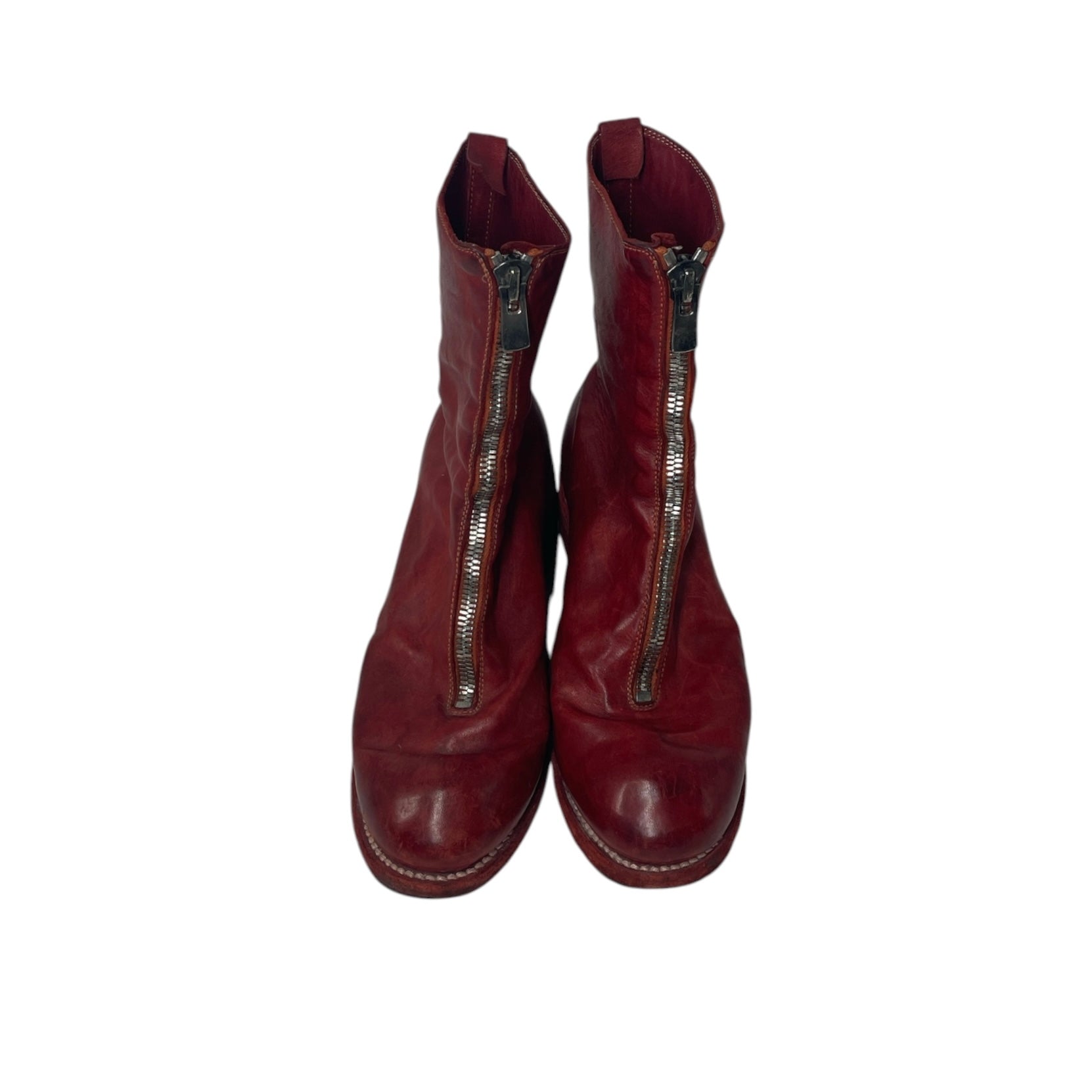 GUIDI/Boots/EU 38/Leather/RED/FRONT ZIP view 3