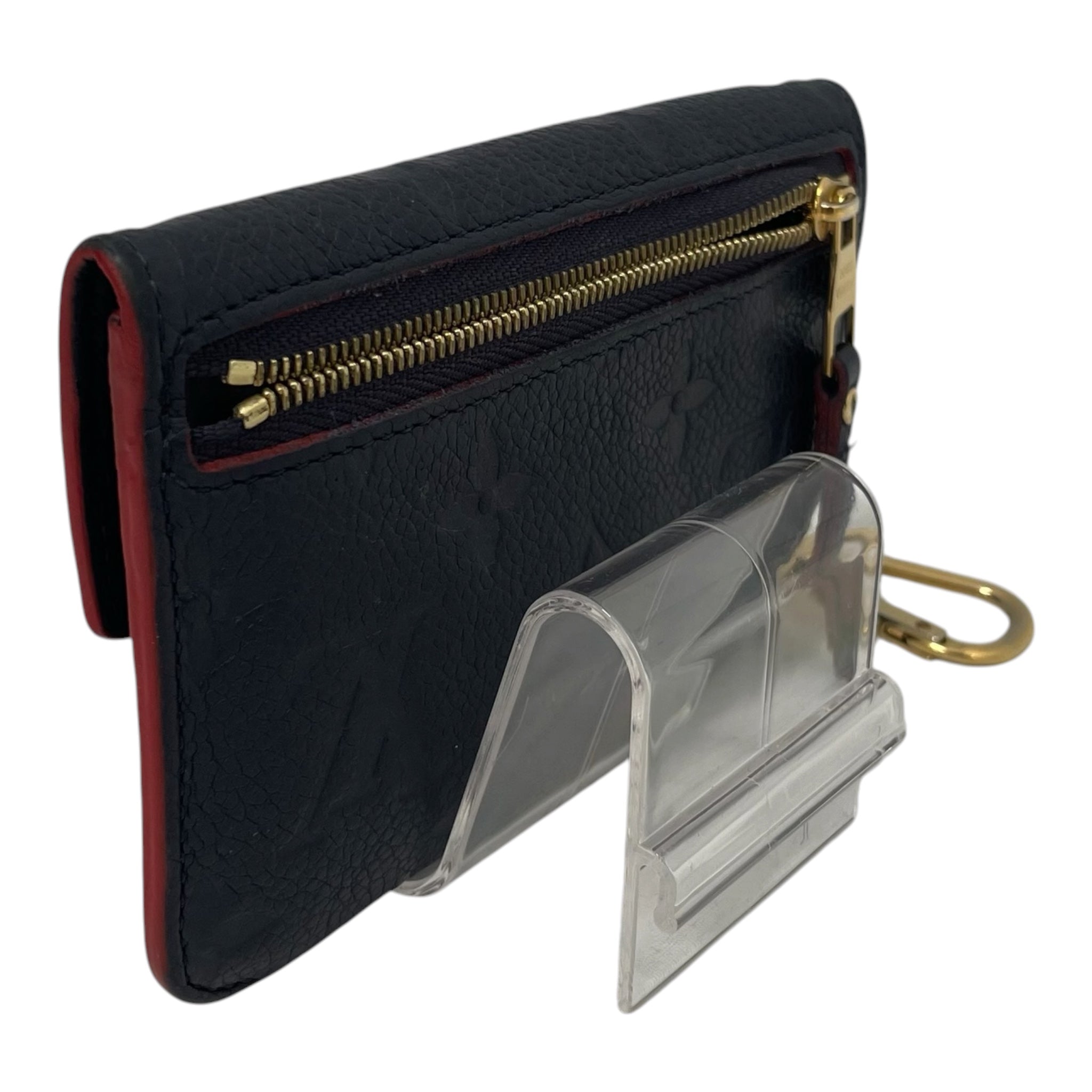 LOUIS VUITTON/Wallet/Hombre Check/Leather/NVY/L's/Gold hardware view 3