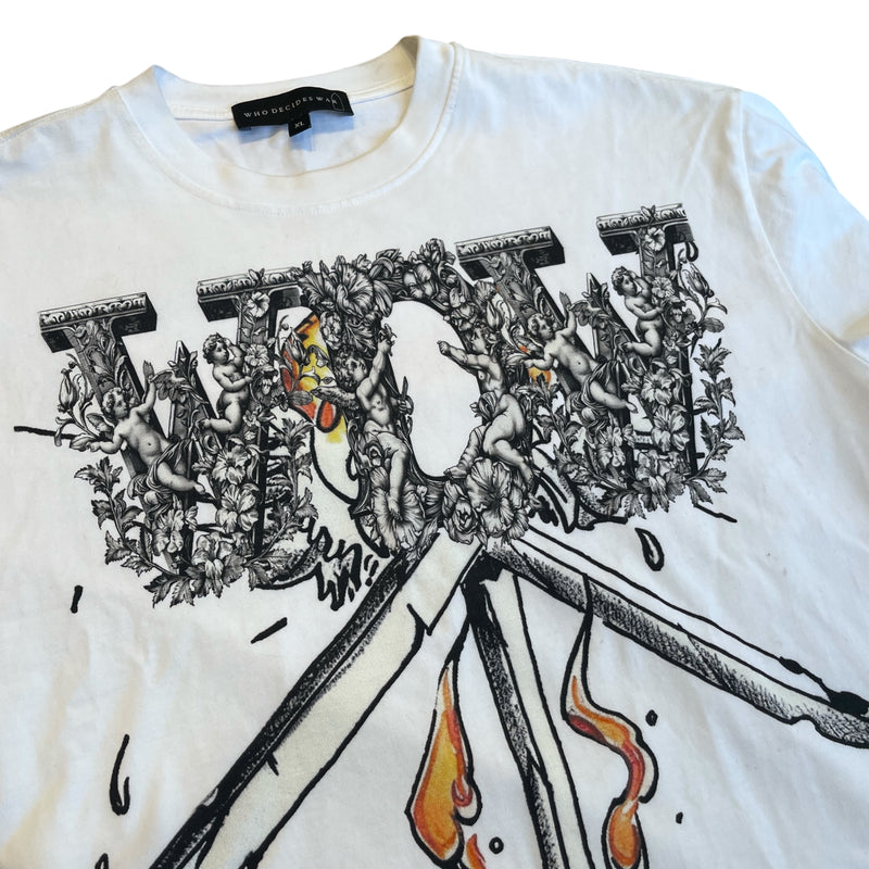 WHO DECIDES WAR/T-Shirt/XL/Cotton/WHT/Graphic/DARTH S/S TEE
