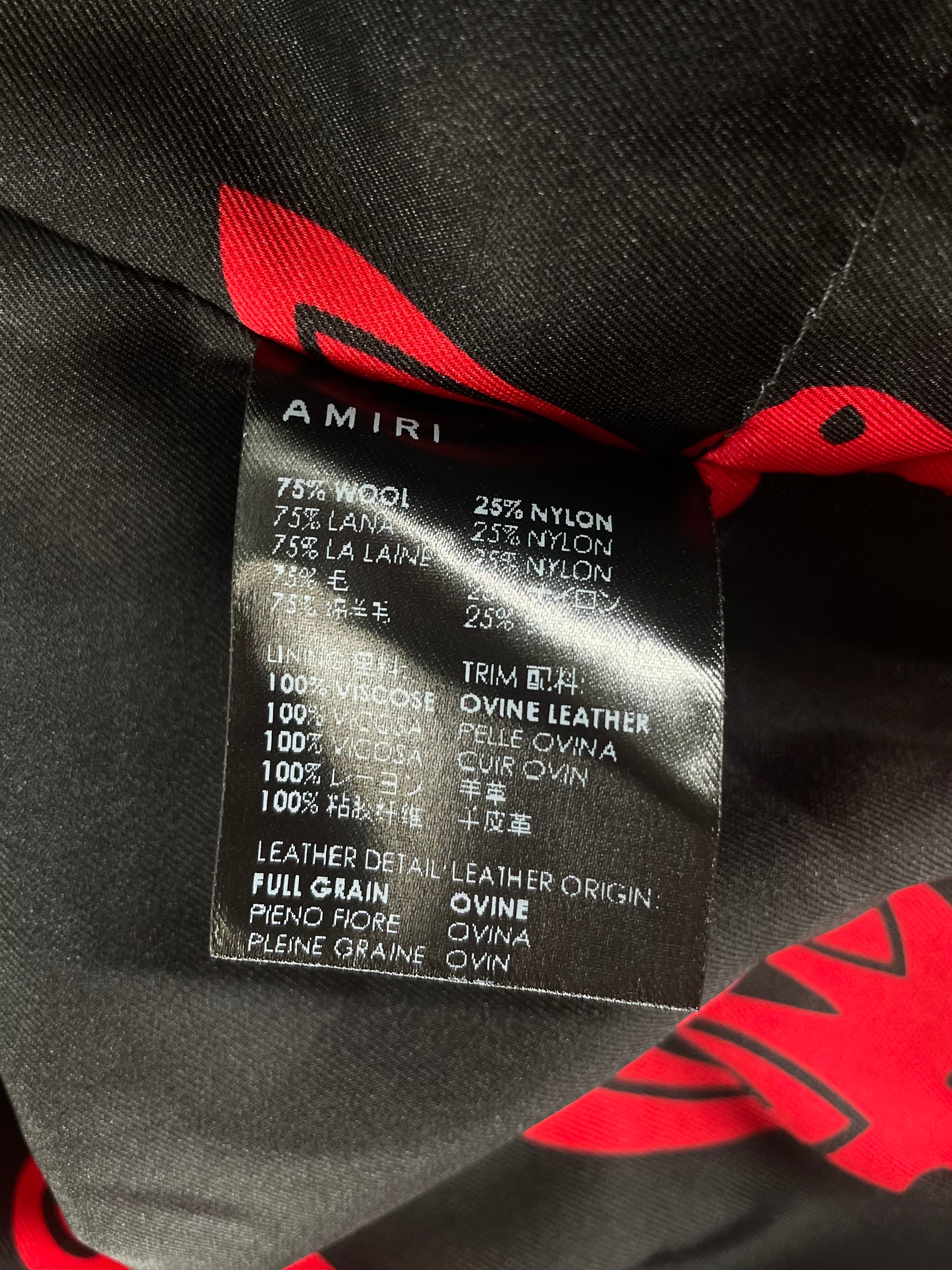 AMIRI/Souvenir Jkt/48/Wool/BLK/Graphic/2023 BONE SLEEVE RABBIT VRSTY view 4