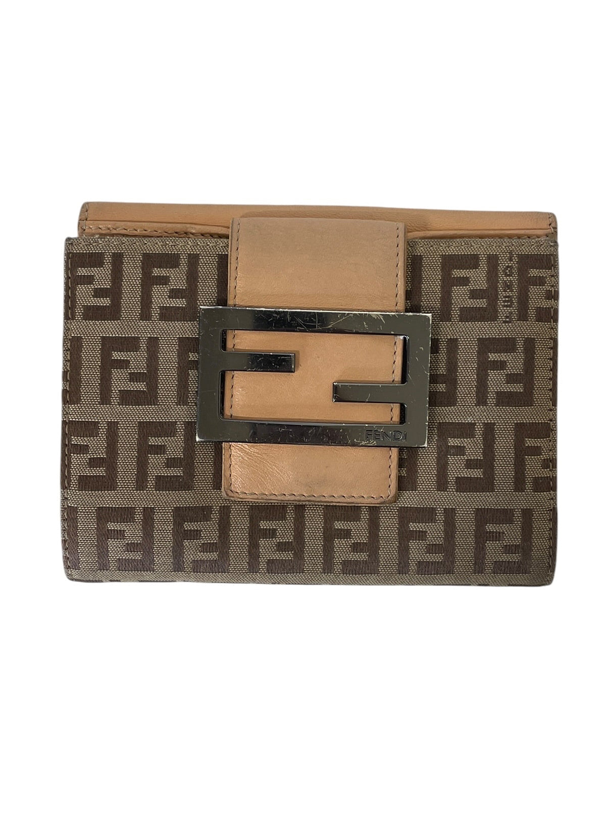 FENDI/Bifold Wallet/Monogram/Cotton/KHK/L's/CRM, METAL DBL F, RGDVY6K view 1