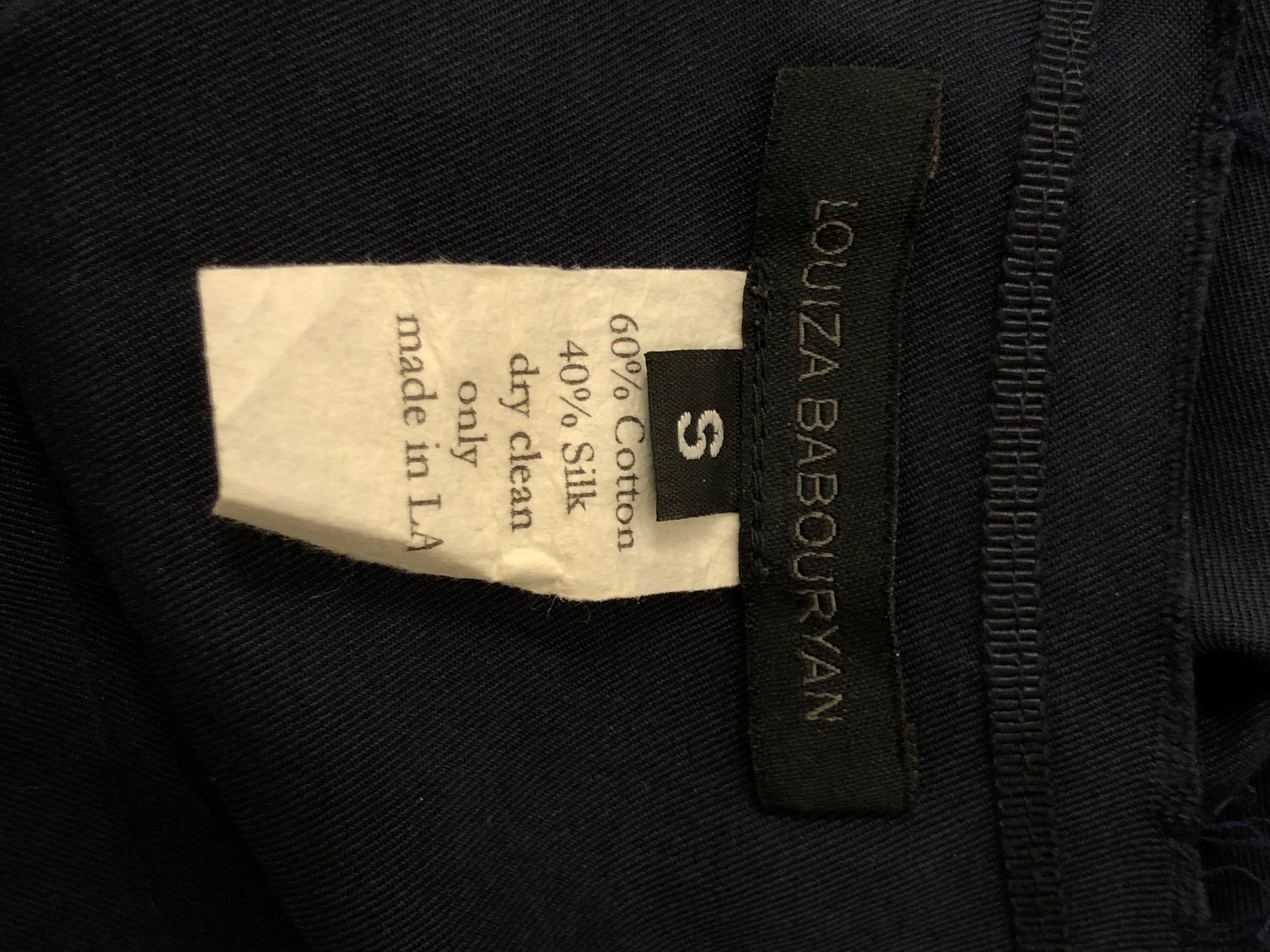 LOUIZA BABOURYAN/SS Dress/S/Cotton/NVY/RAW EDGE COLLAR AND BOTTOM HEM view 3