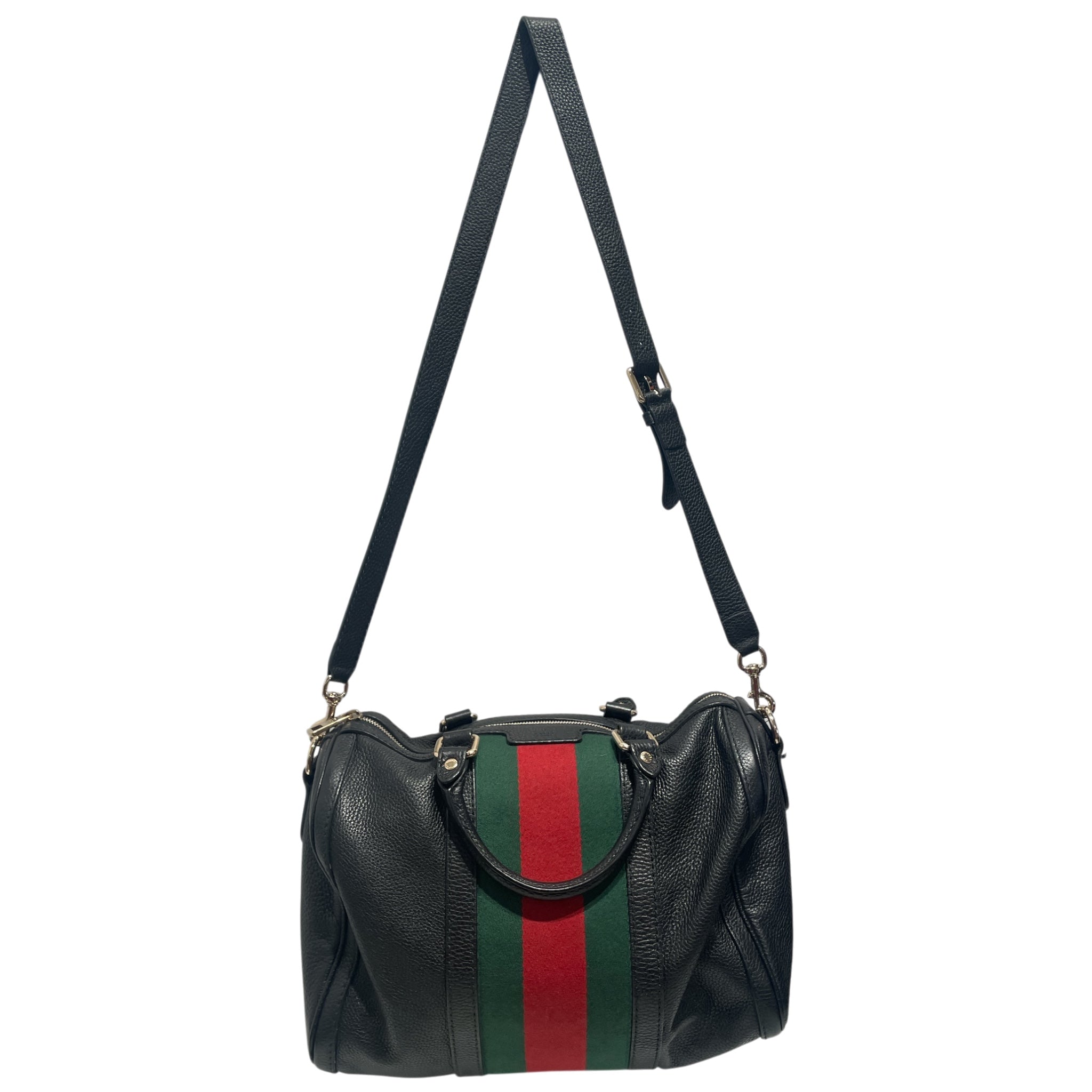 GUCCI/Cross Body Bag/BLK/BOSTON BAG GREEN/RED STRIPE view 1