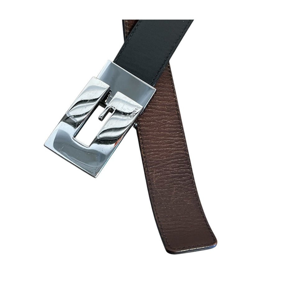 GUCCI/Belt/Leather/BLK/gucci block G logo belt view 2