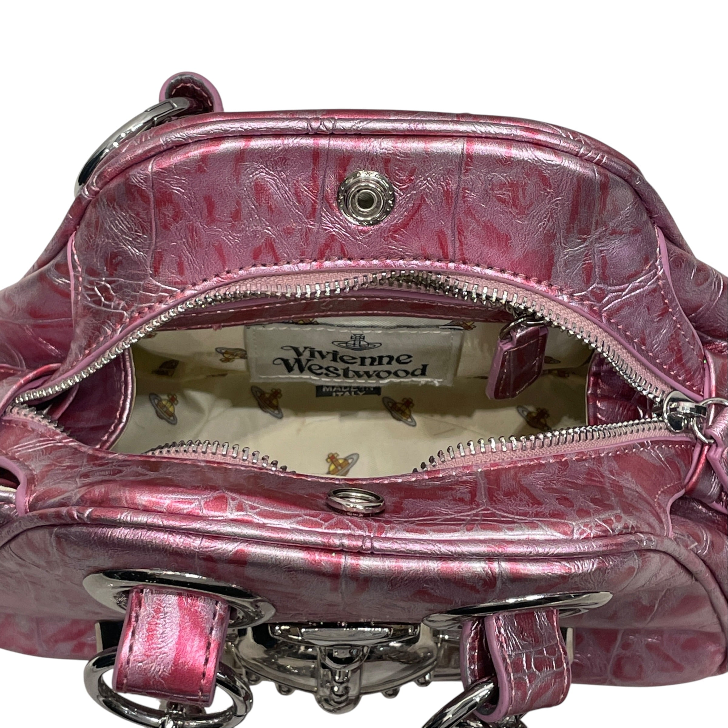 Vivienne Westwood/Bag/Faux Leather/PNK/VW YASMINE SHLDR BAG CROC LOGO view 6
