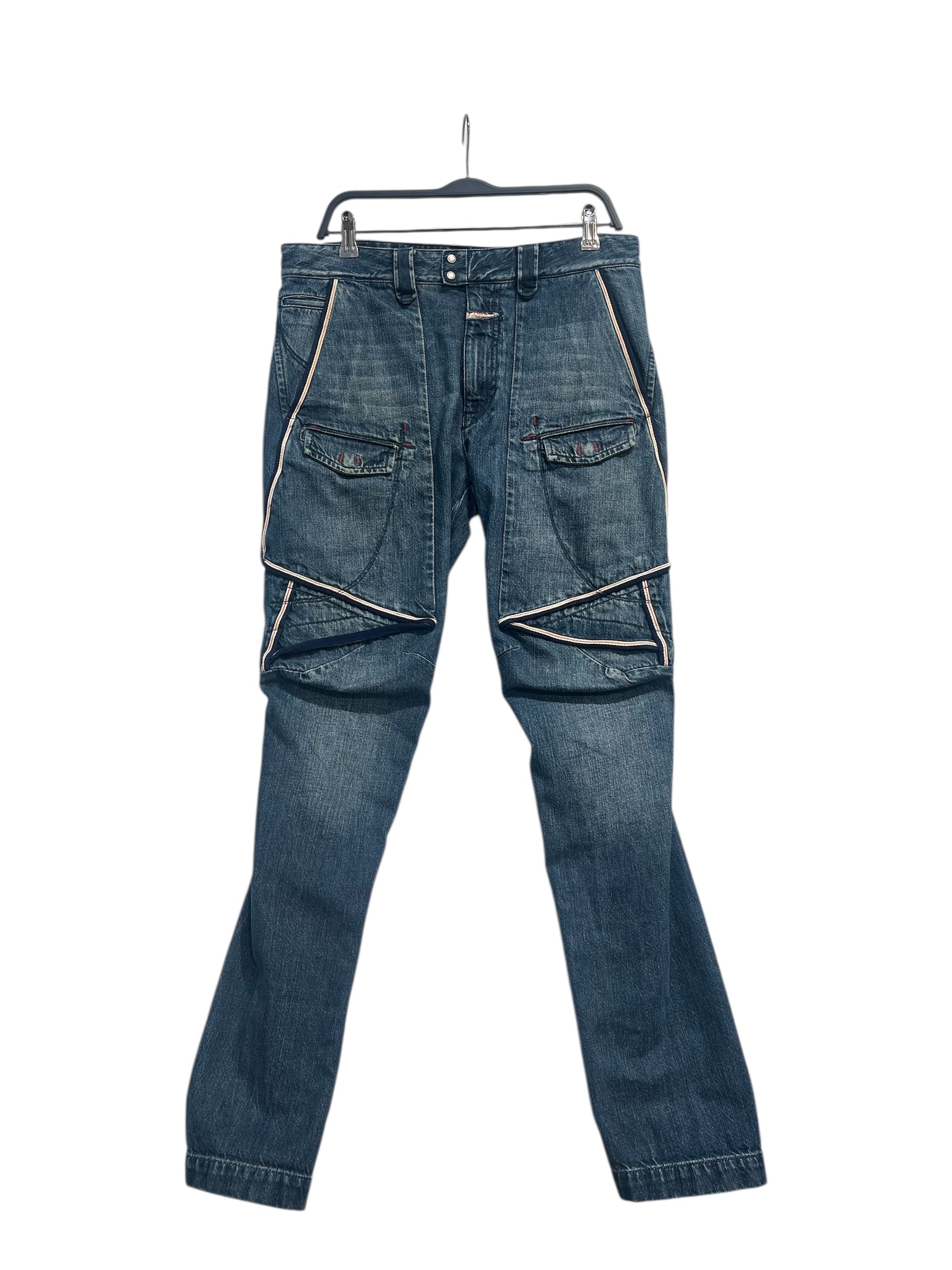 MARITHE FRANCOIS GIRBAUD/Cargo Pants/30/Cotton/BLU/CUT N SEW RED WHT BLU SEEMS view 1