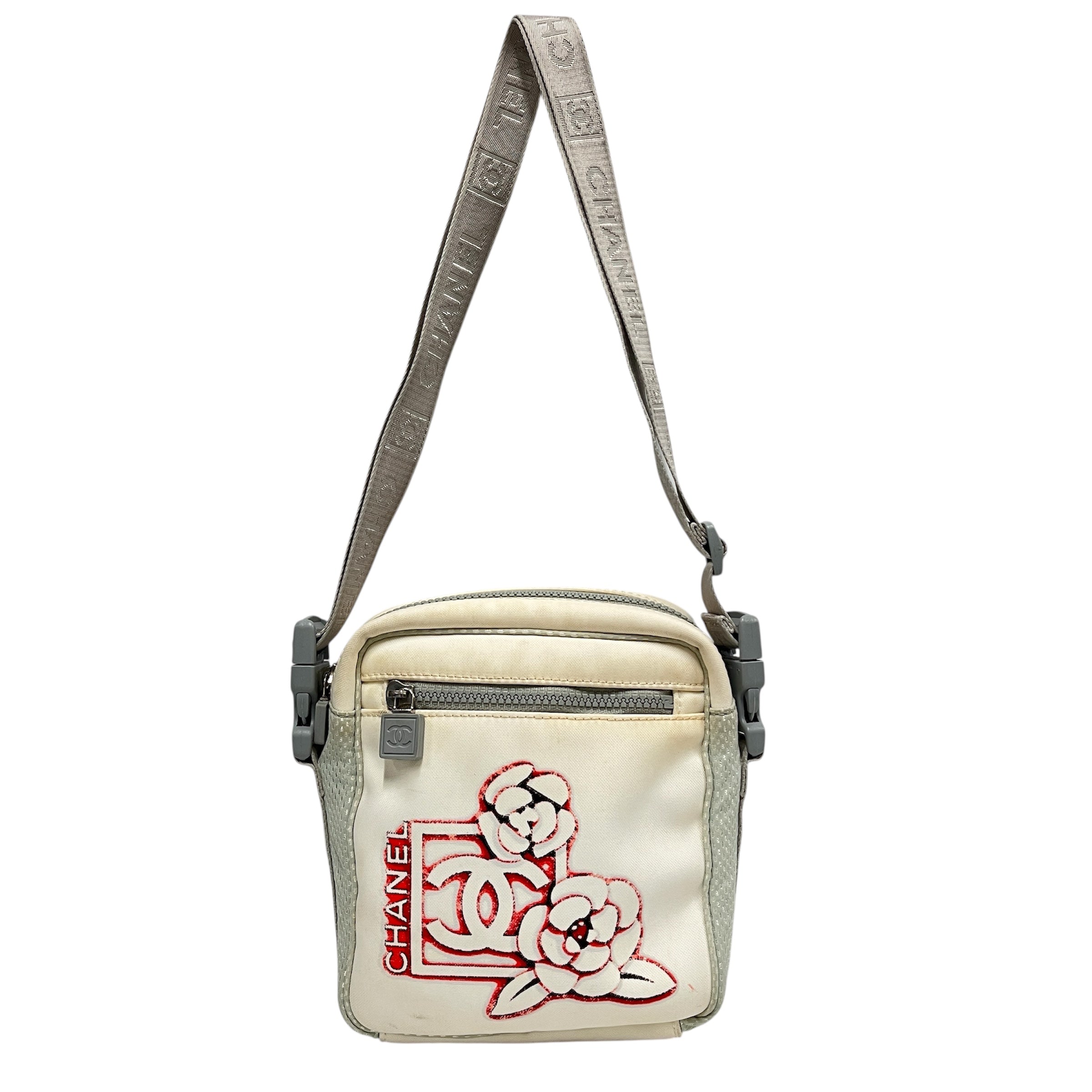CHANEL/Cross Body Bag/All Over Print/Nylon/WHT/ROSE GRAPHIC view 1