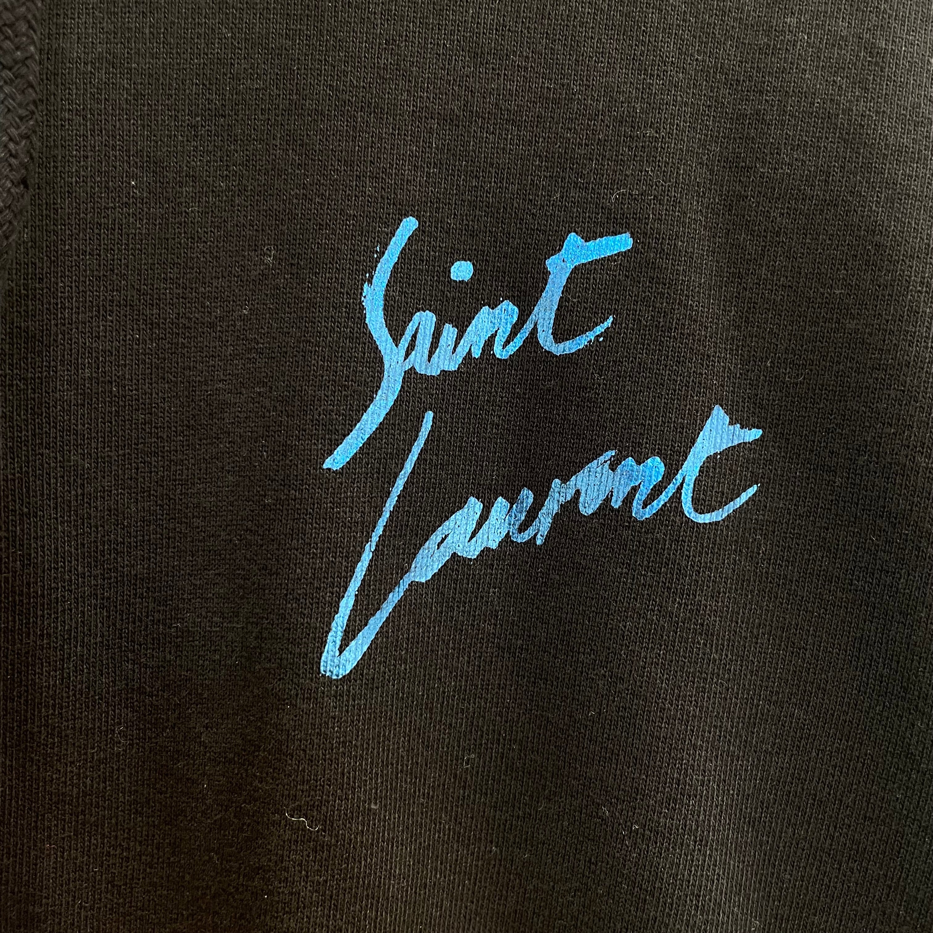 SAINT LAURENT/Hoodie/S/Cotton/BLK/BLUECORNERLOGO view 3