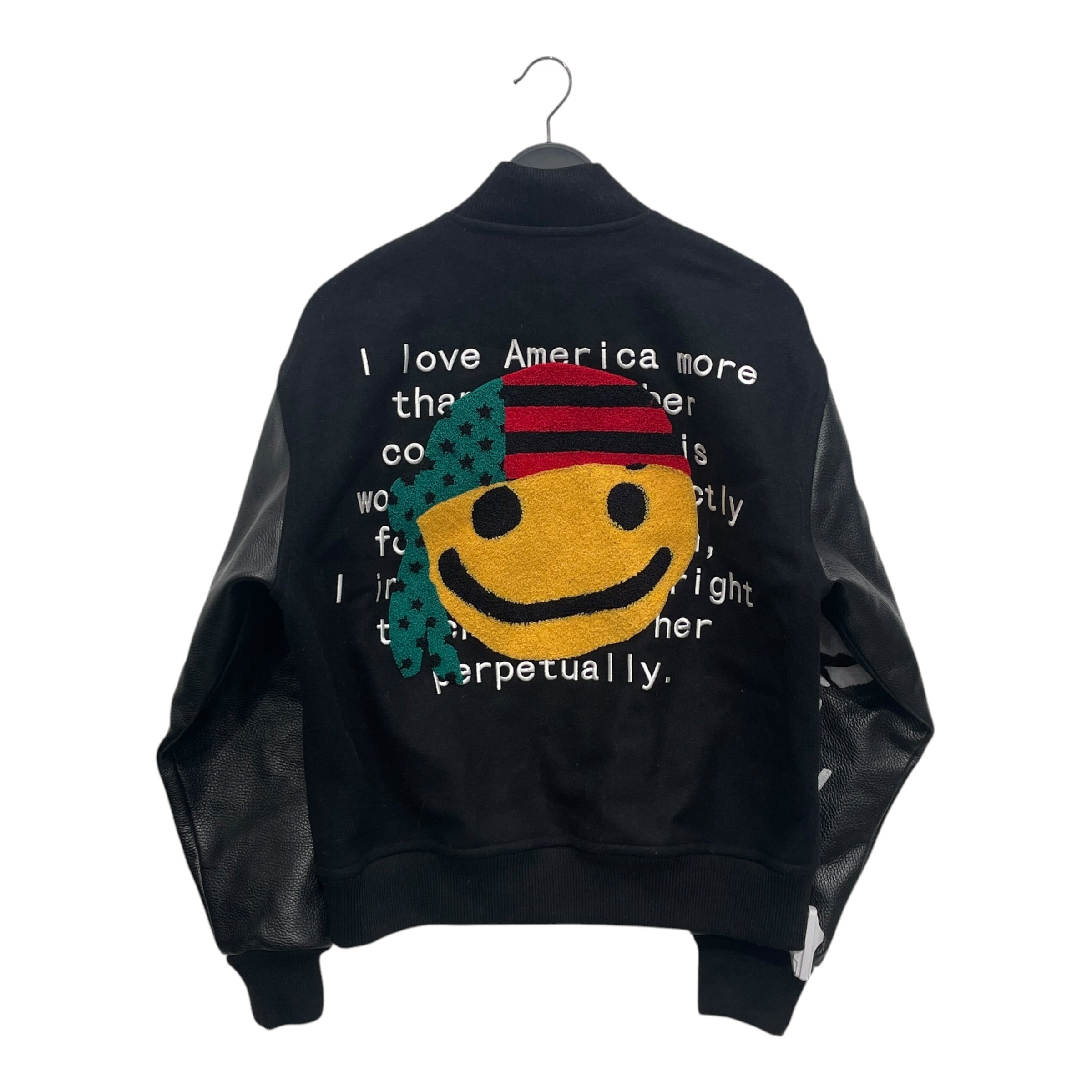 DENIM TEARS/Jacket/M/Cotton/BLK/DENIM TEARS VARSITY JKT W PATC view 2