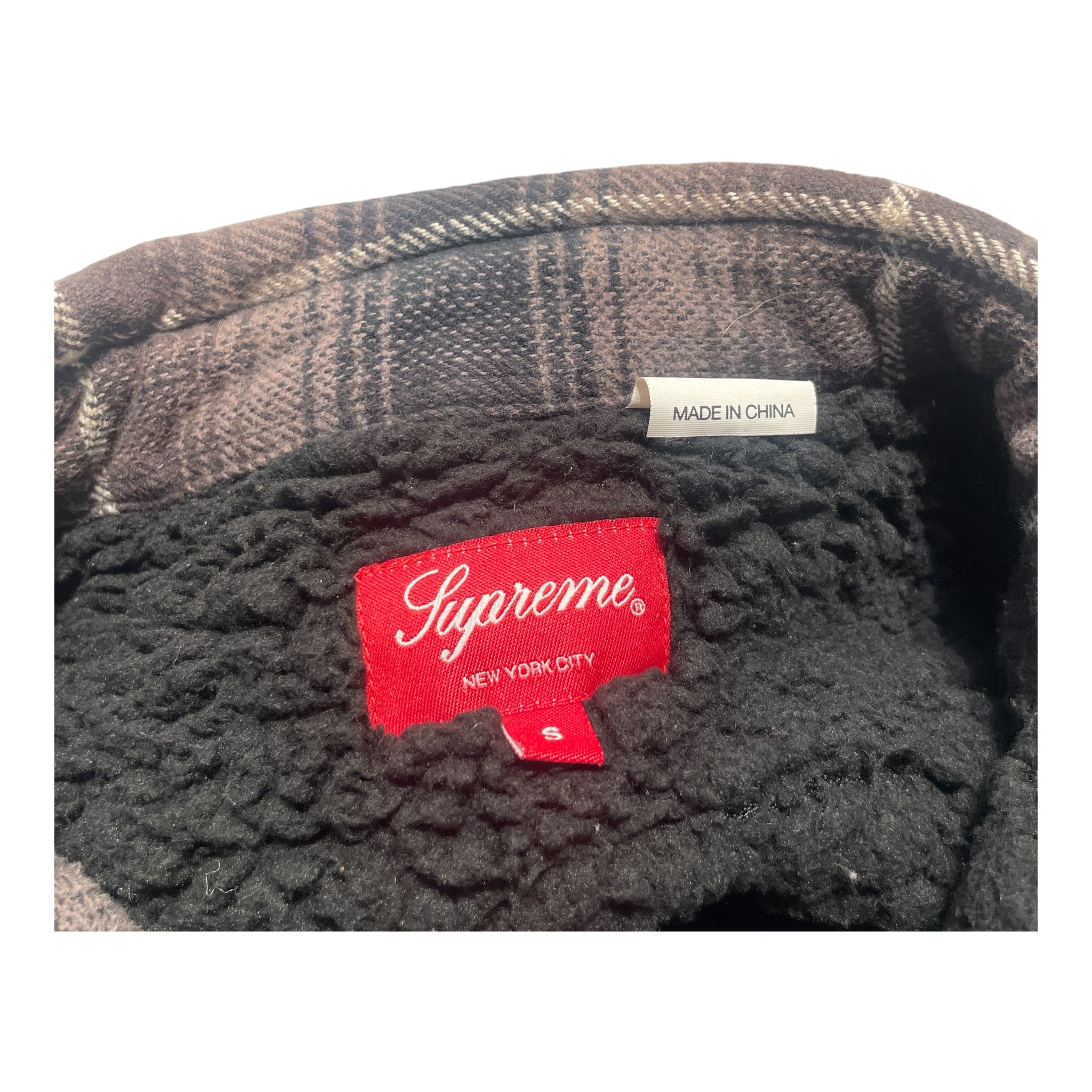 Supreme/Fleece Jkt/S/Wool/BRW/Plaid/SUPREME FW22 SHEARLING LINED view 3