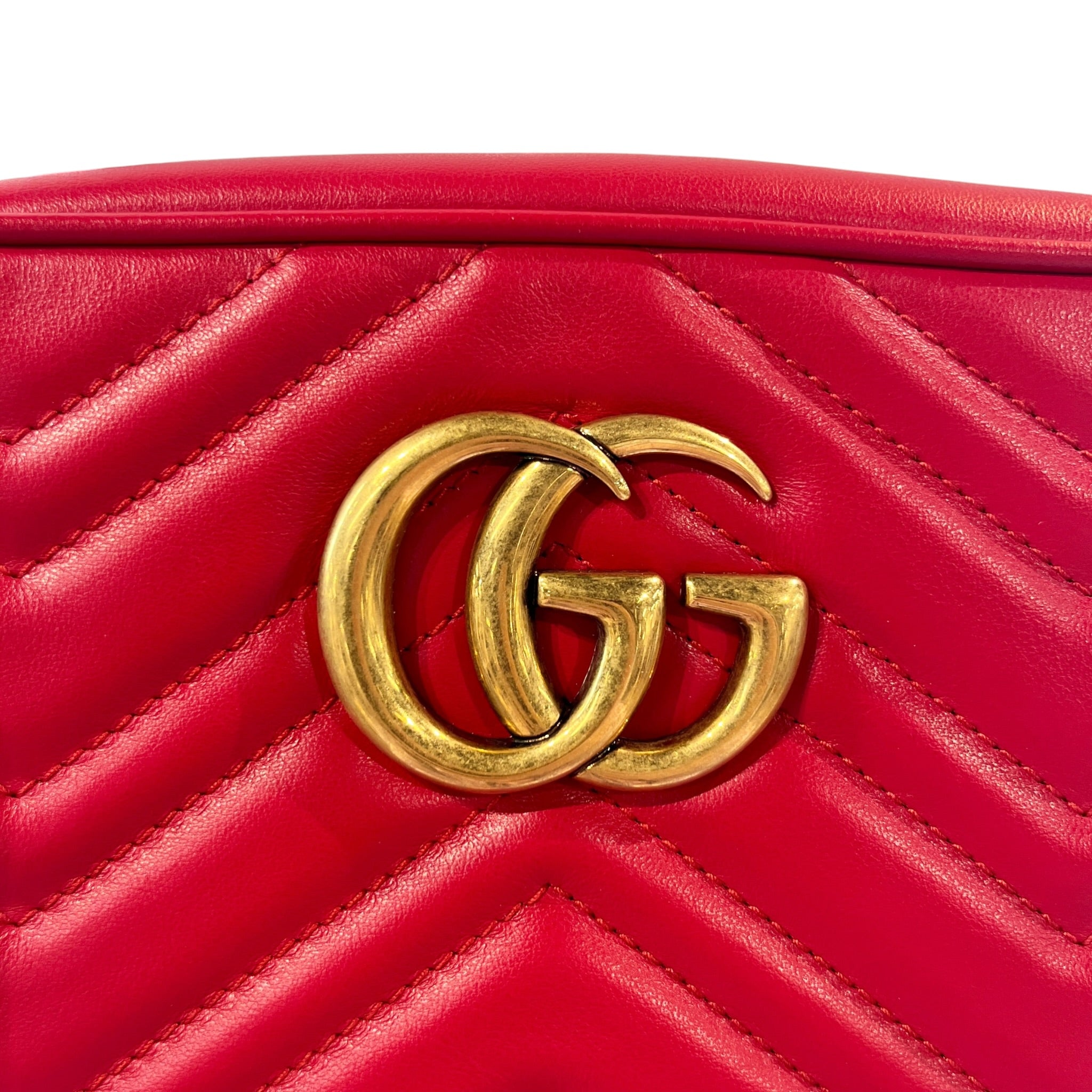 GUCCI/Cross Body Bag/Leather/RED/SMALL MARMONT MATELASSE view 7
