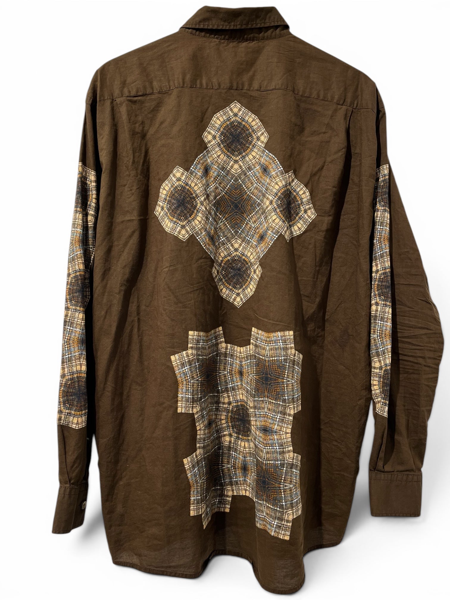 Acne Studios/LS Shirt/48/Cotton/BRW/Plaid/SLEEVE/FRONT/BACK PLAIDWORK view 2