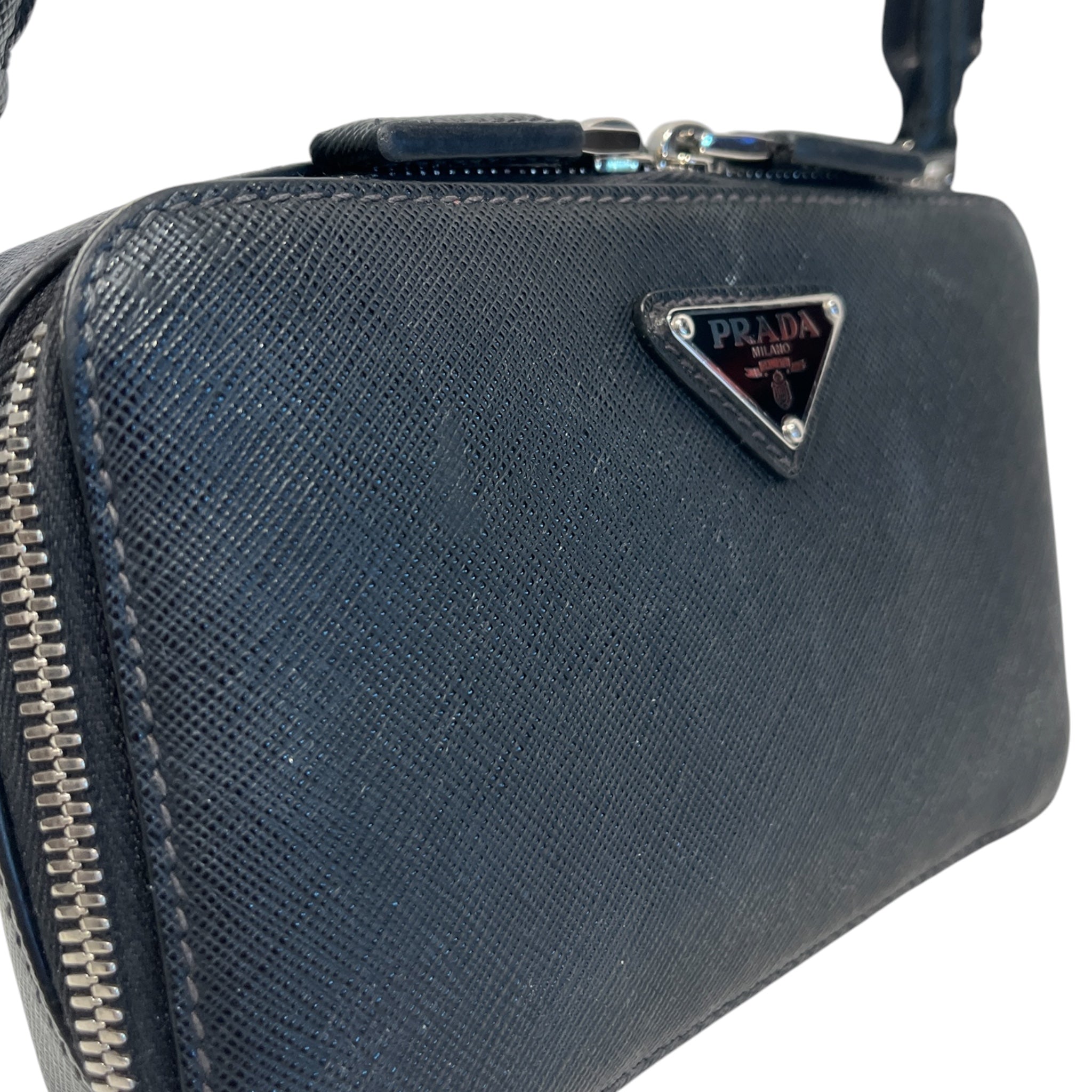 PRADA/Cross Body Bag/Leather/BLK/saffiano view 6
