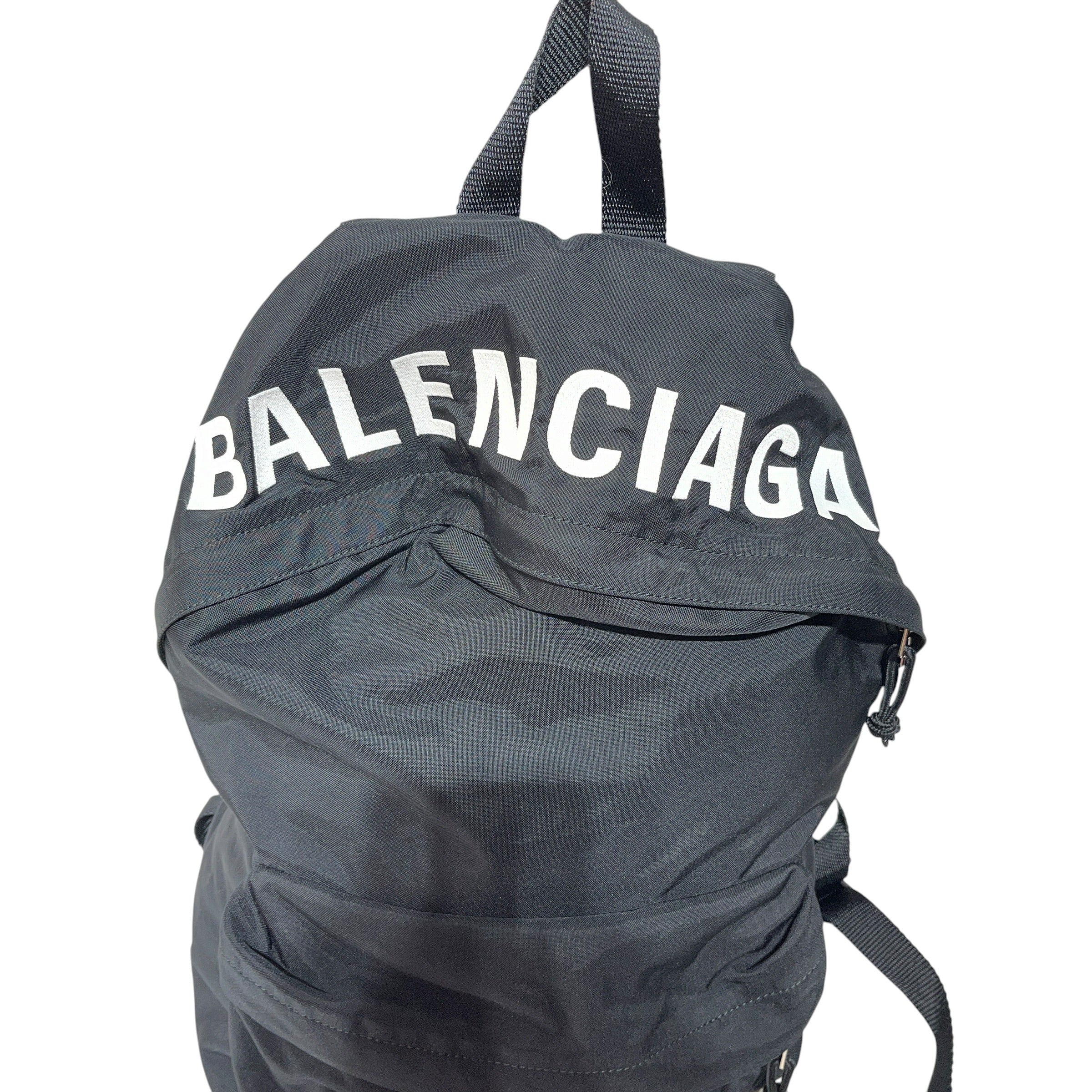 BALENCIAGA/Backpack/Nylon/BLK/white embroidered name view 4