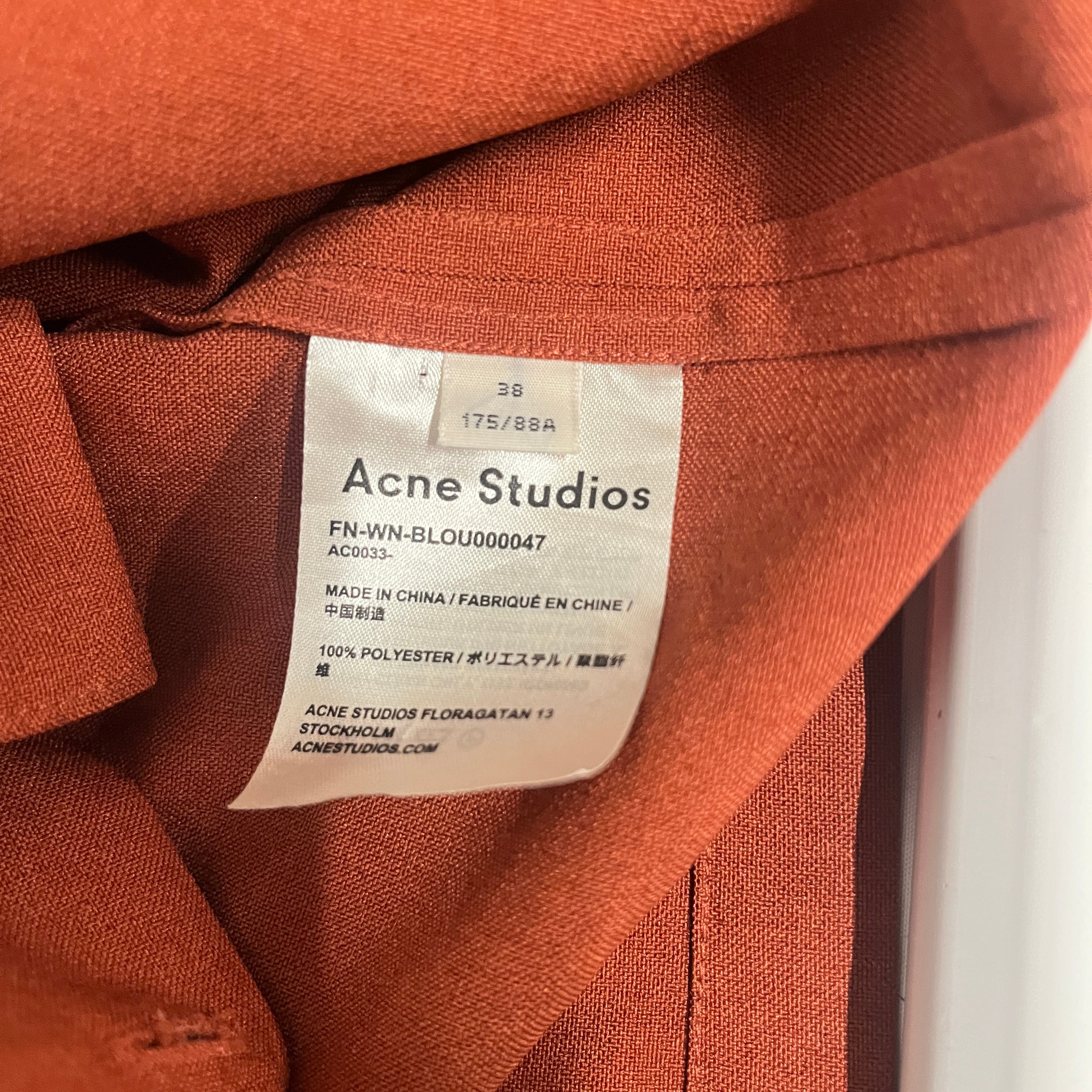Acne Studios/LS Shirt/38/Polyester/ORN/CHORE SHIRT FN-WN-BLOU000047 view 4