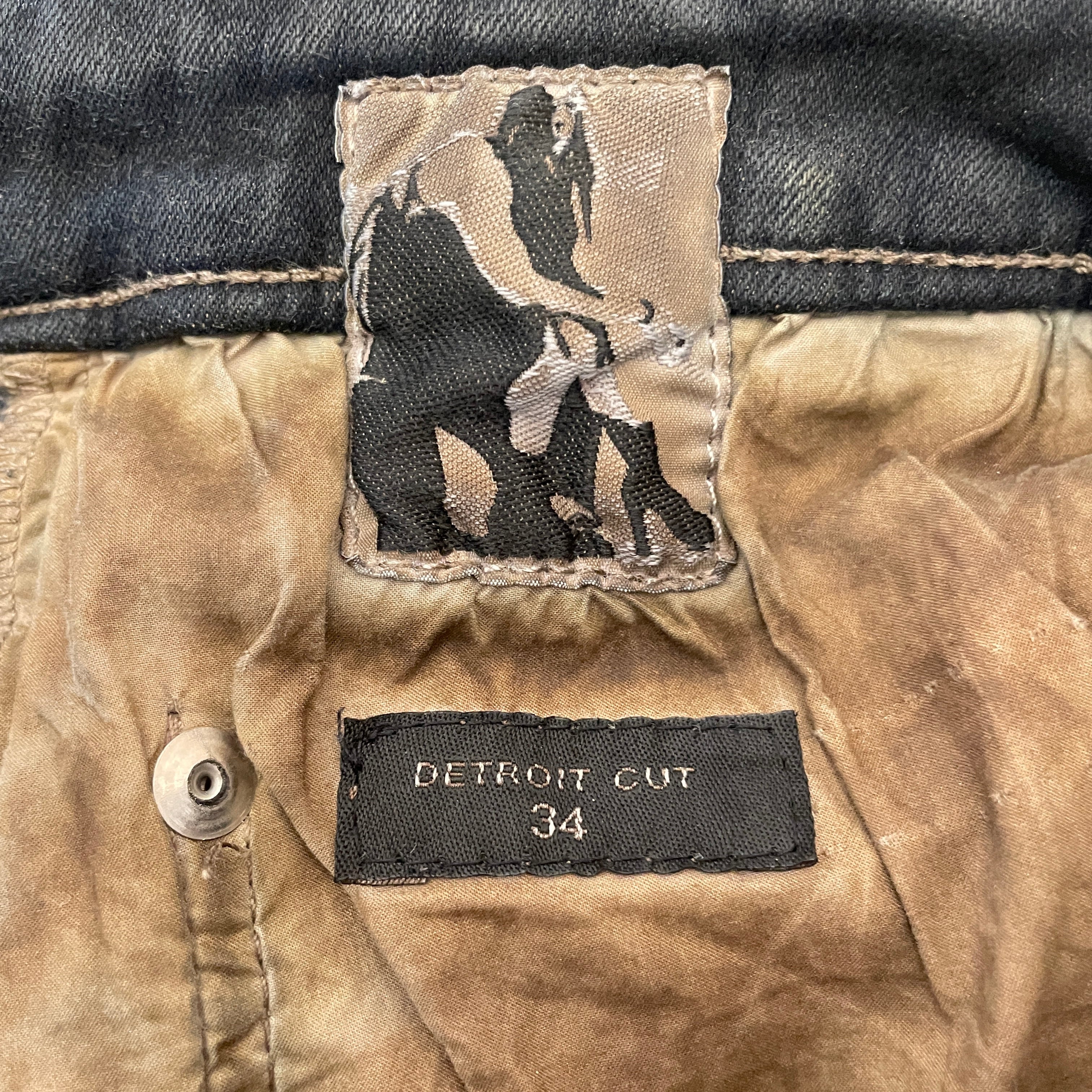 RICK OWENS DRKSHDW/Straight Pants/34/Denim/BRW/All Over Print/MUDWASH view 3