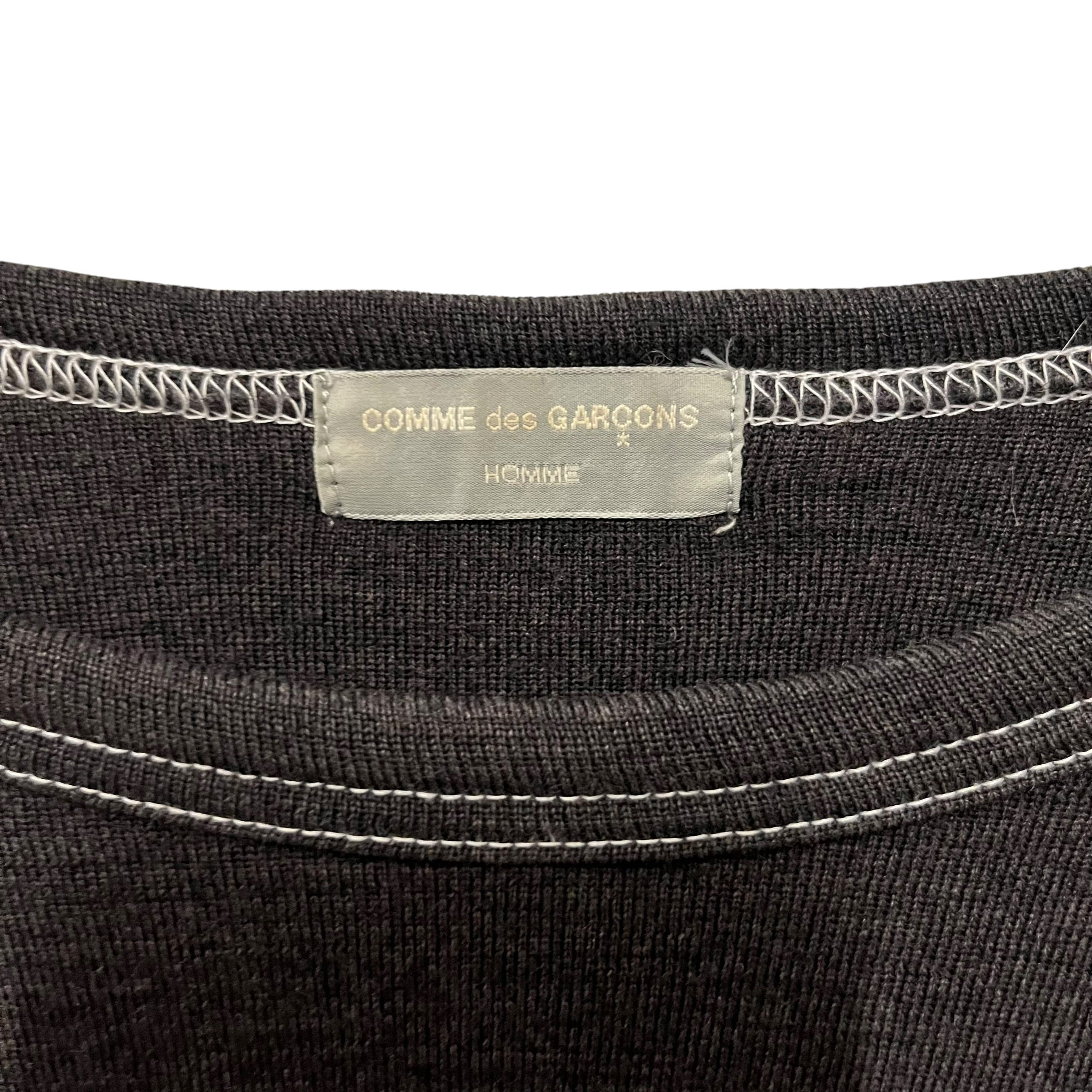 COMME des GARCONS HOMME/Sweater/S/Wool/GRY/contrast stitch view 3