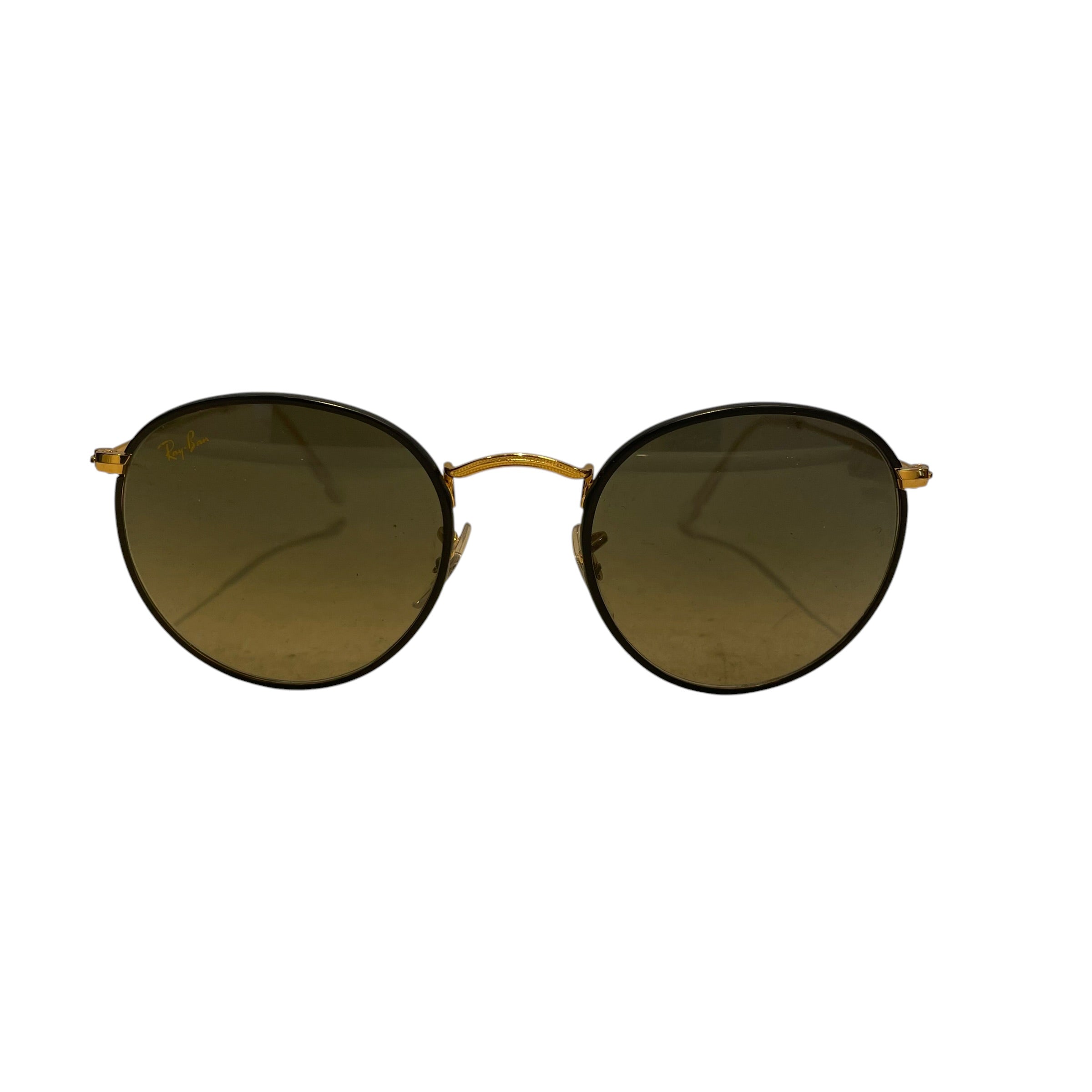 Ray-Ban/Sunglasses/Metal/GLD/L's/round metal/blk frame view 1