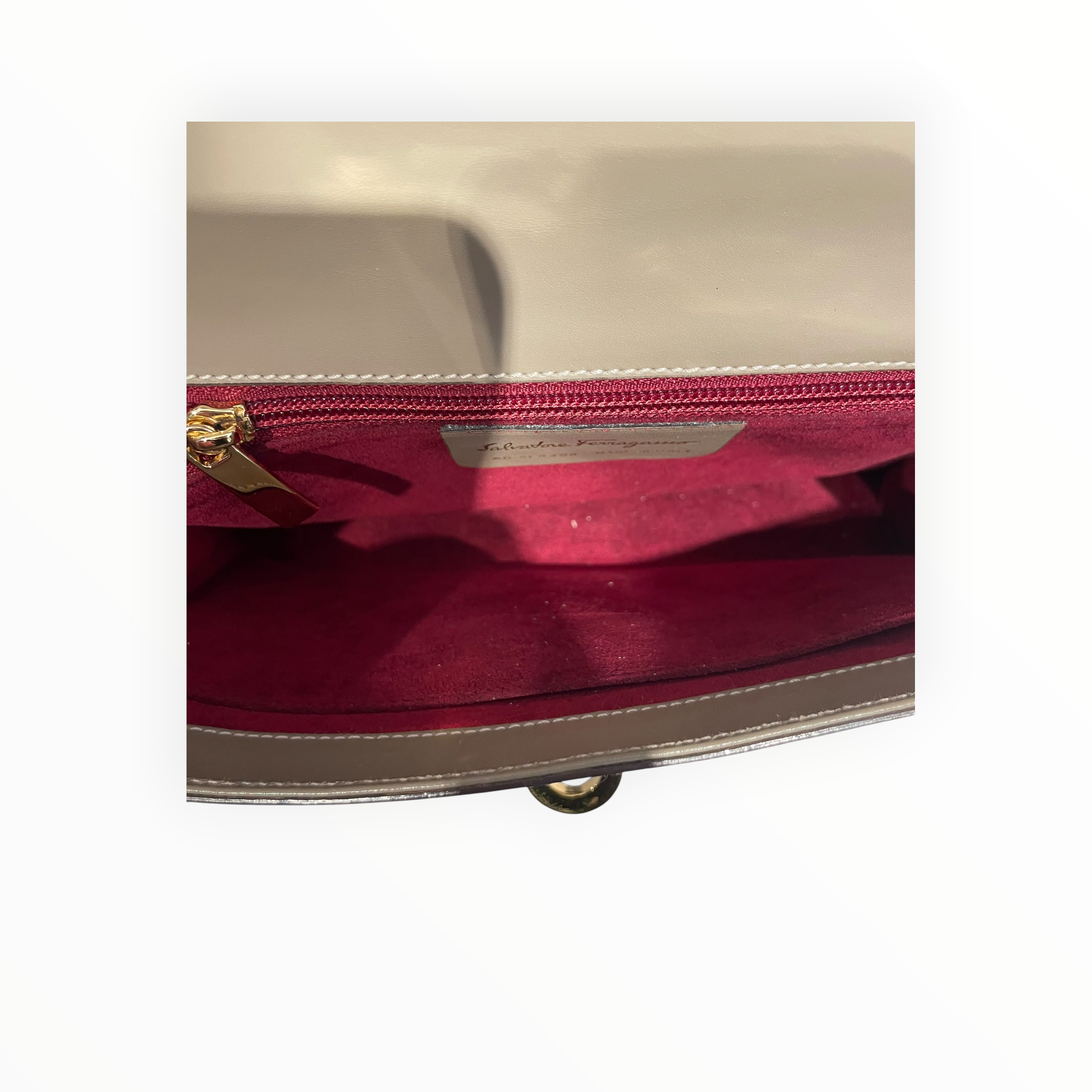 Salvatore Ferragamo/Hand Bag/Leather/BEG/Gancini Clasp view 4