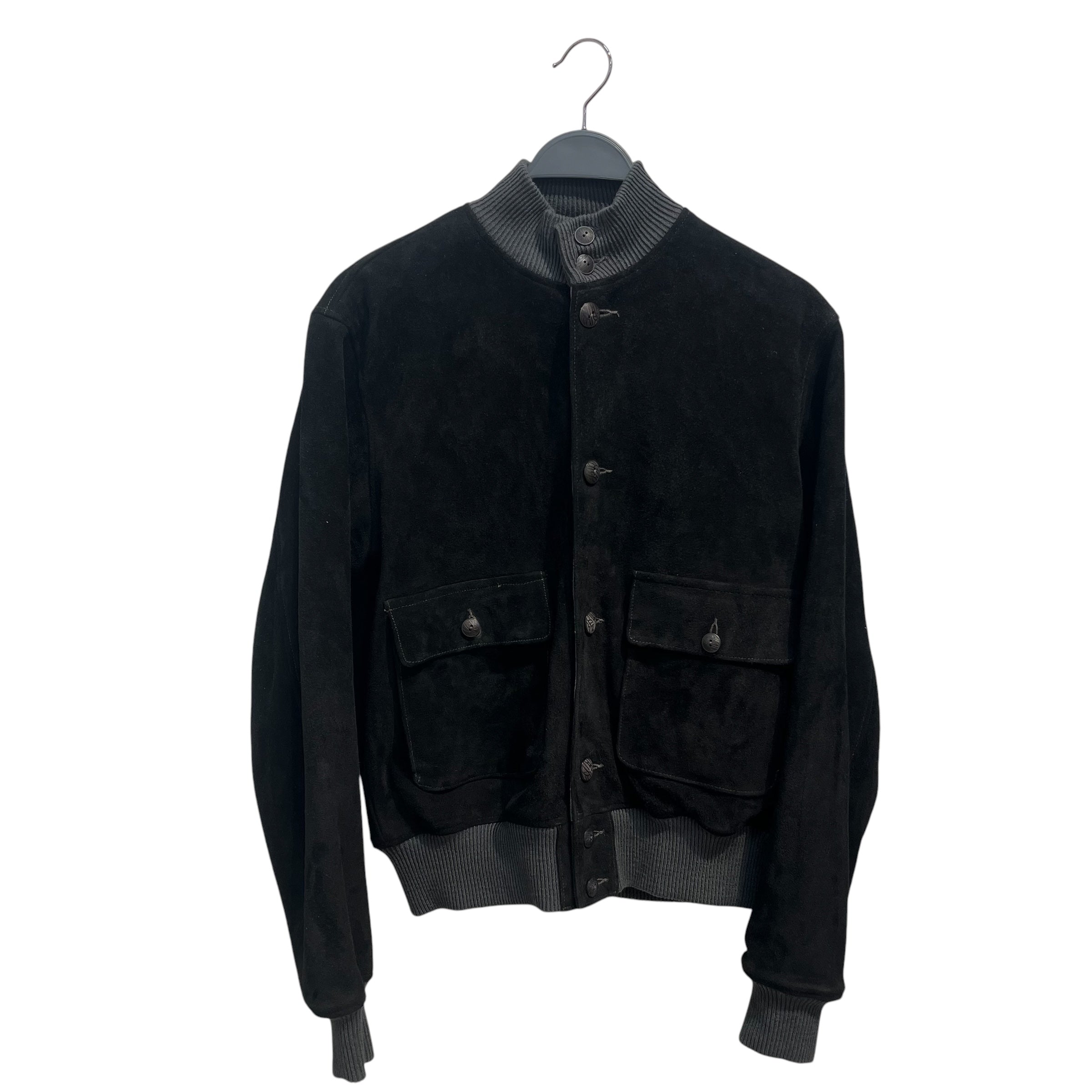 RRL/Flight Jkt/S/Leather/BLK/Plaid/BLUE PLAID DEERSKIN 2 POCKETS view 1